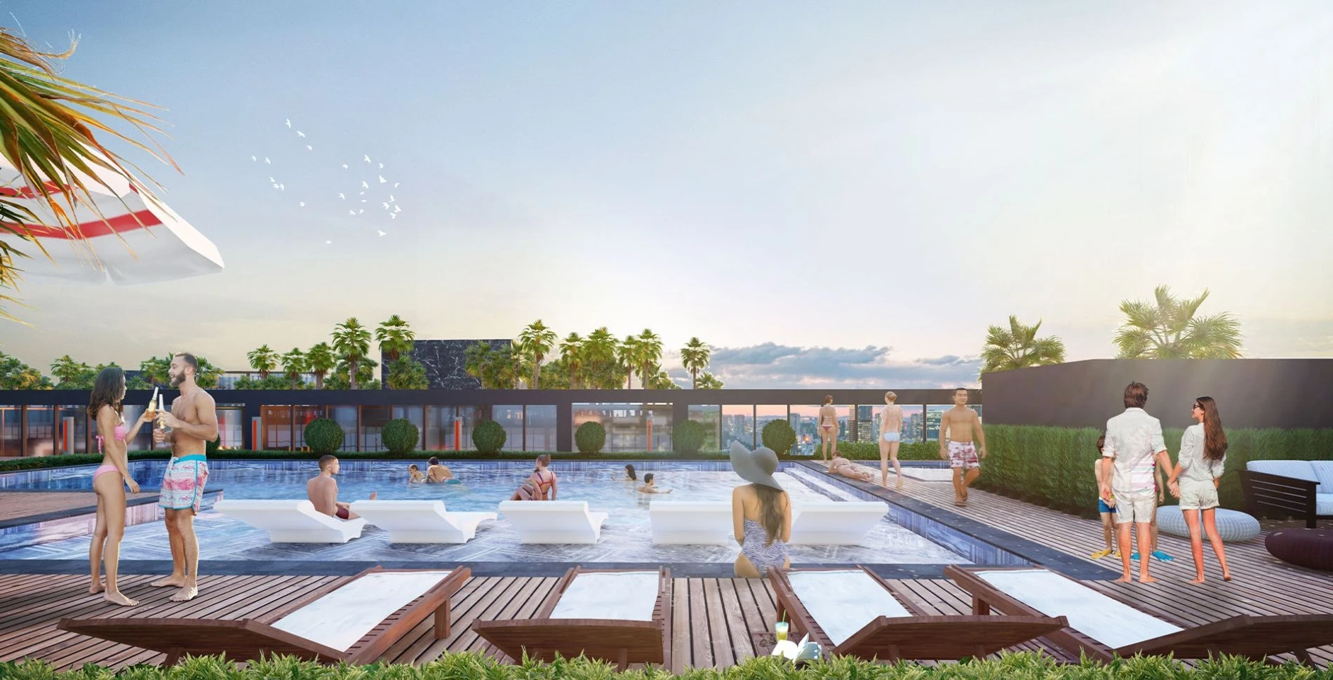 Hồ bơi tầng thượng tại Sunshine City Sài Gòn với tầm nhìn bao quát thành phố