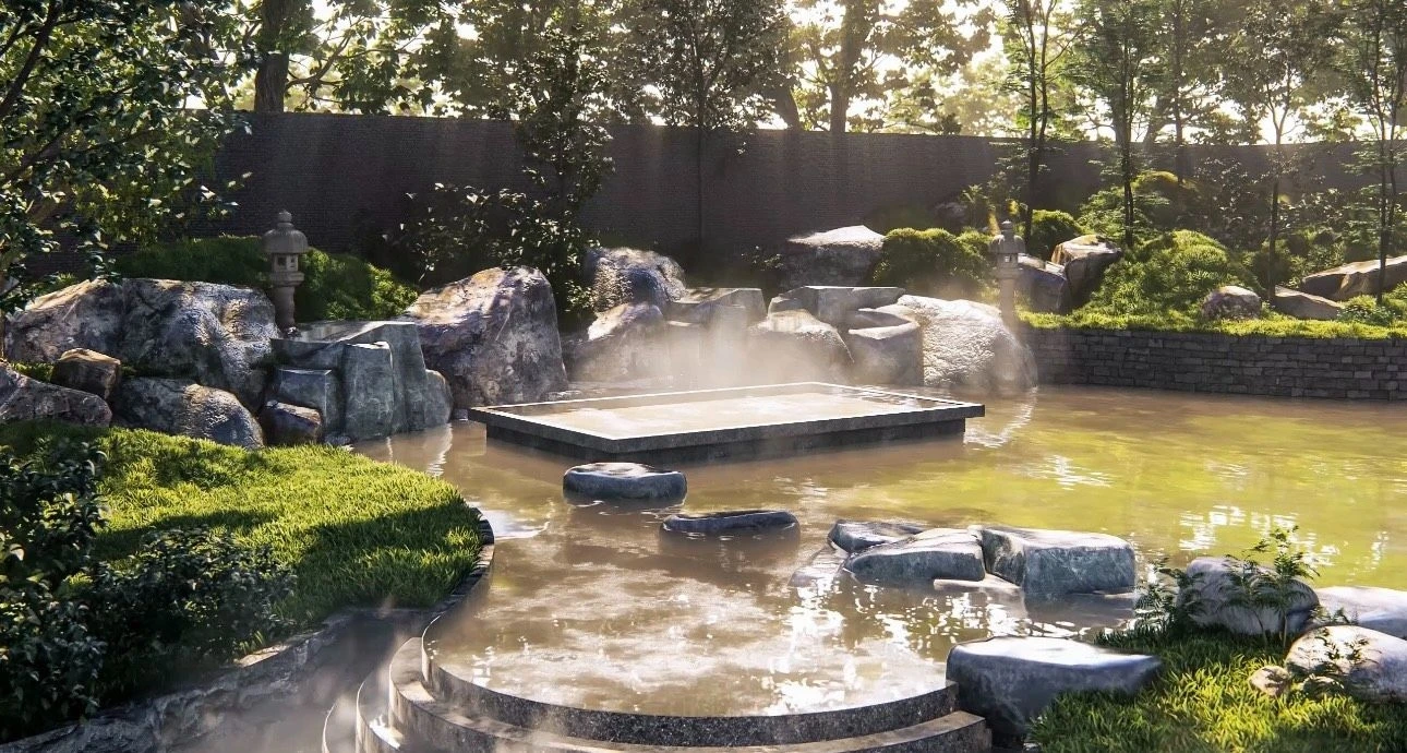 Hồ tắm khoáng nóng Onsen ngoài trời hòa mình vào thiên nhiên tại Eco Village Saigon River