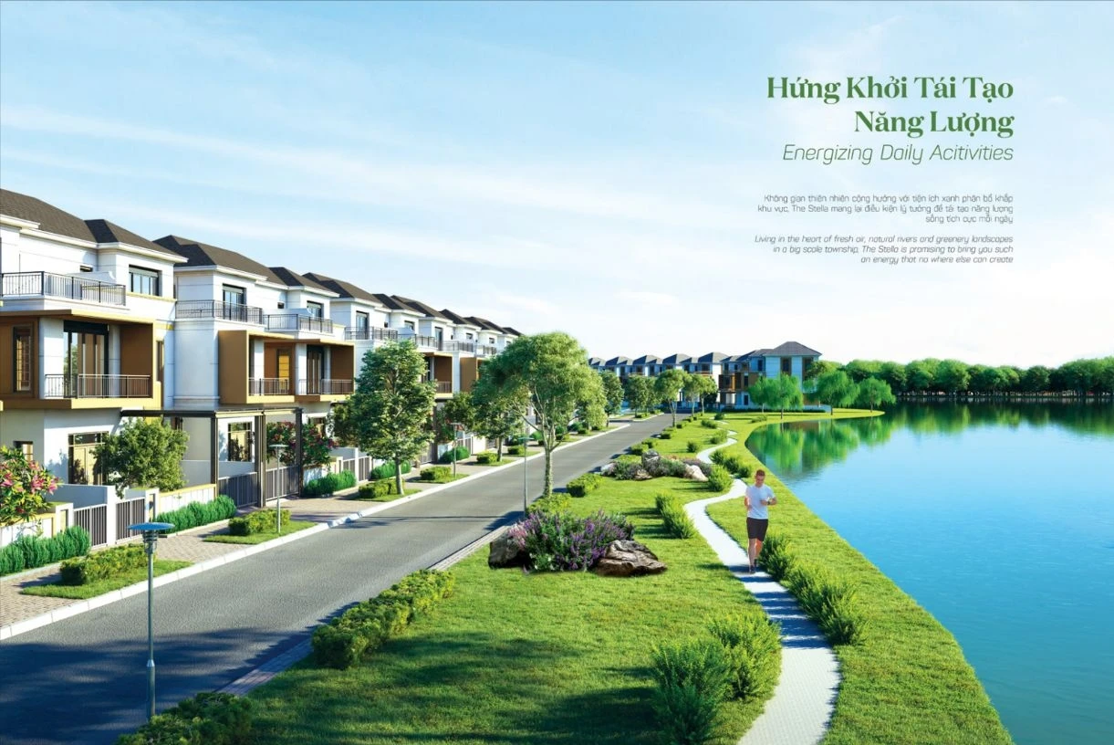 Cư dân đang chạy bộ thể dục trên tuyến đường ven sông tại Aqua City