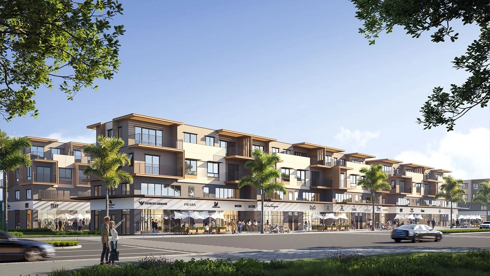 Dãy shophouse thương mại tấp nập khách hàng tại phân khu Izumi Canaria