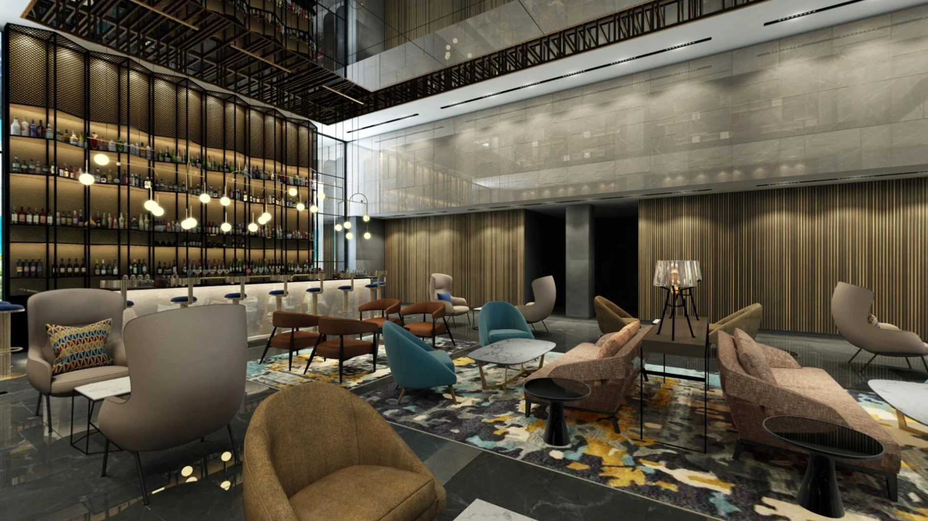 Thiết kế nội thất sang trọng của khu vực S-Cafe và Lounge tại dự án Sunshine Horizon