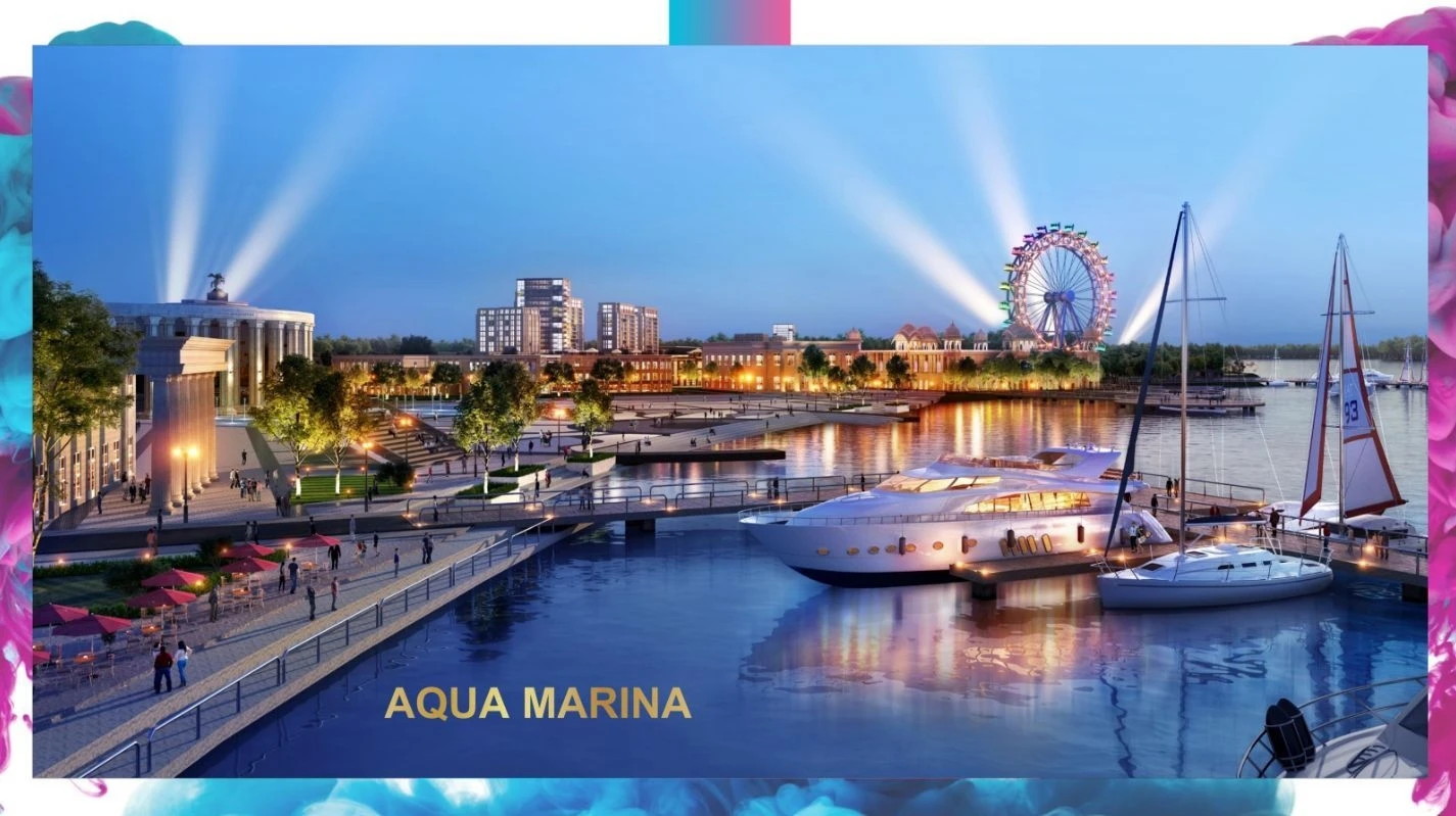 Không gian lung linh về đêm tại bến du thuyền Aqua Marina Aqua City