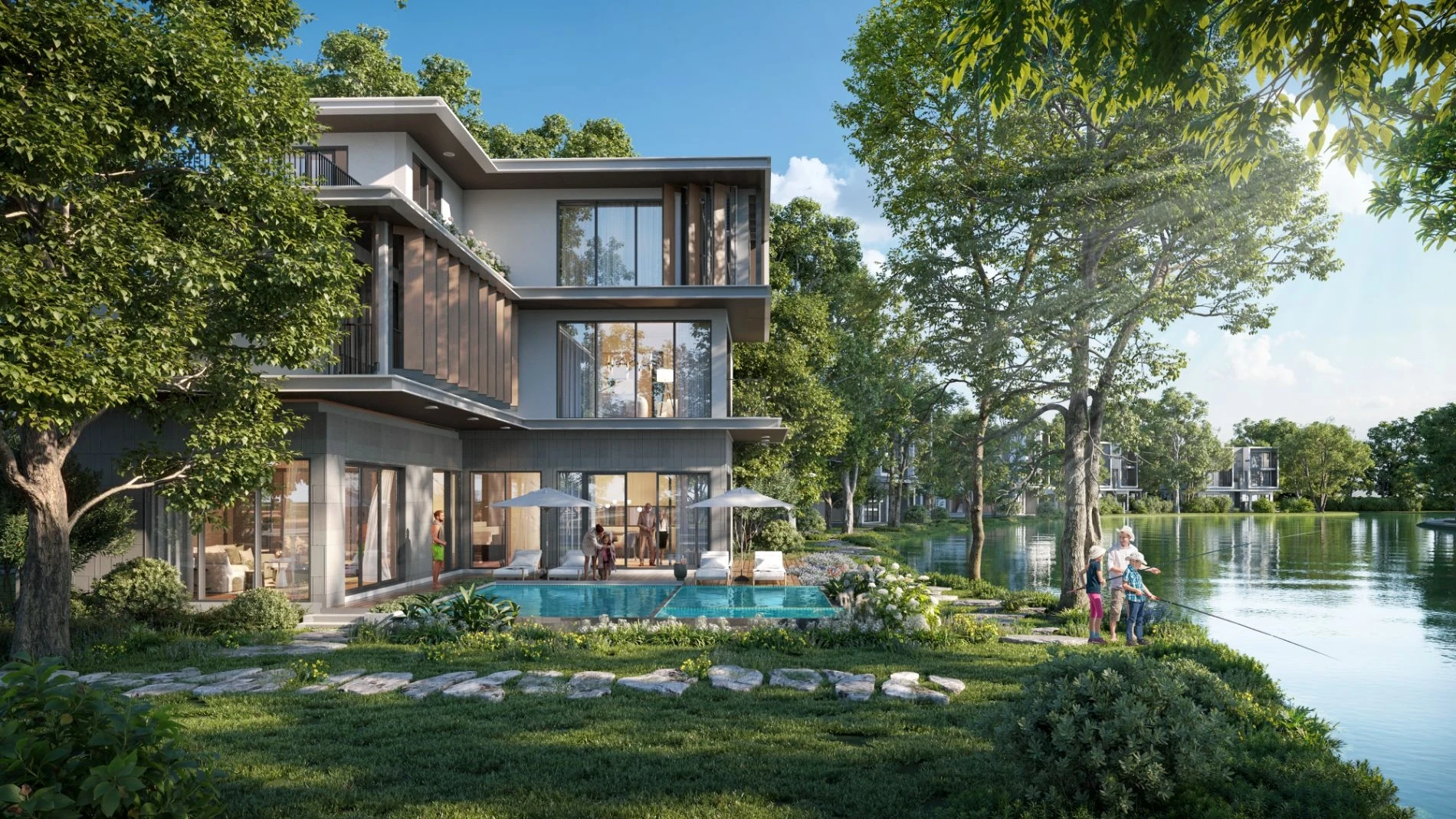 Thiết kế cảnh quan sân vườn biệt thự đơn lập All Blue Eco Village Saigon River