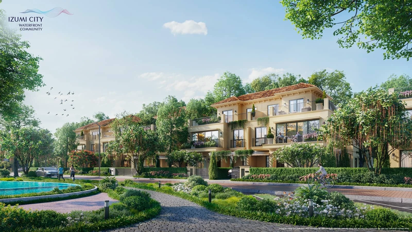 Không gian đường phố rợp bóng cây xanh tại phân khu Izumi Gardenia