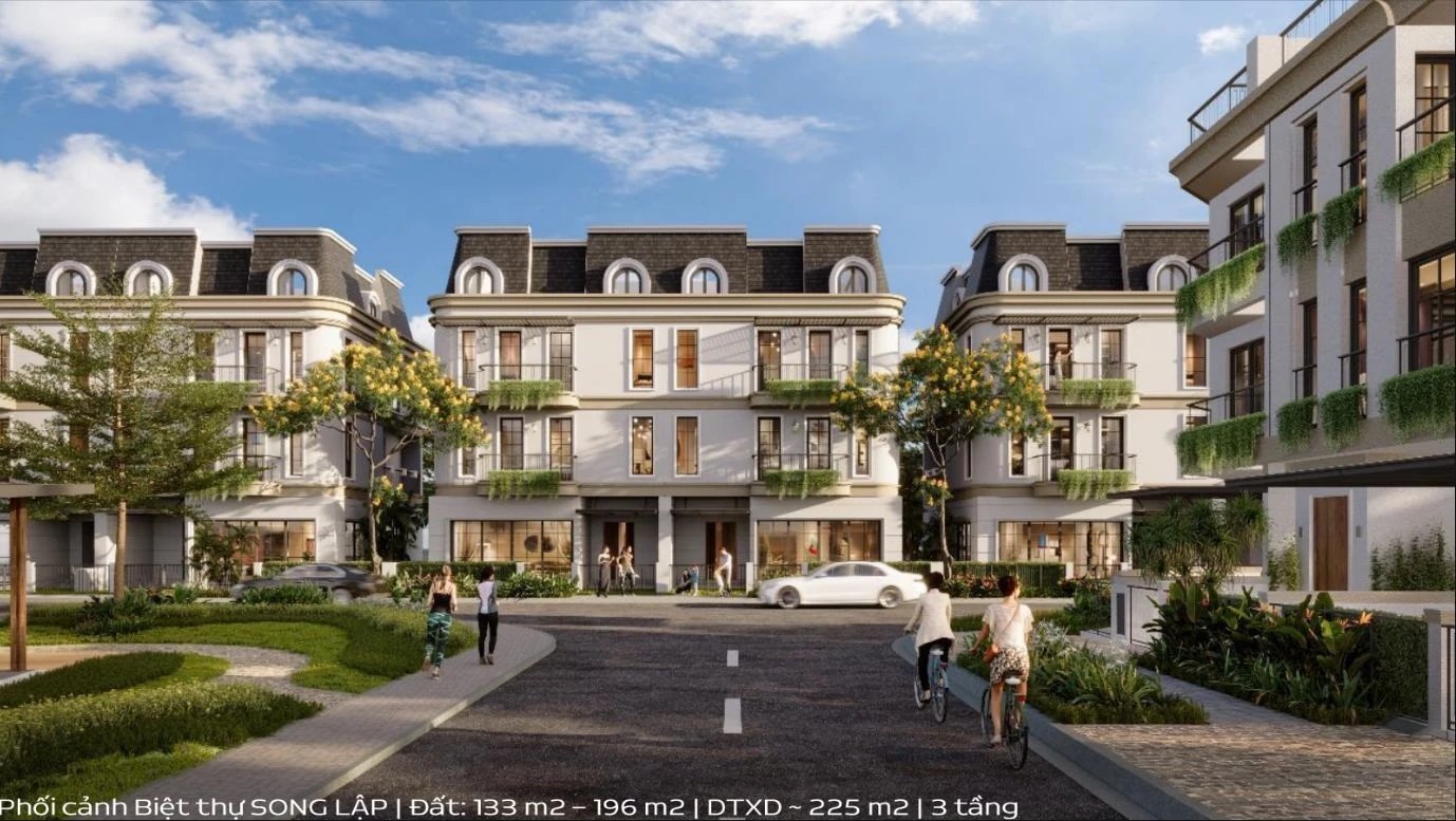 Biệt thự song lập Phú Mỹ Estates với thiết kế sang trọng và không gian mở.