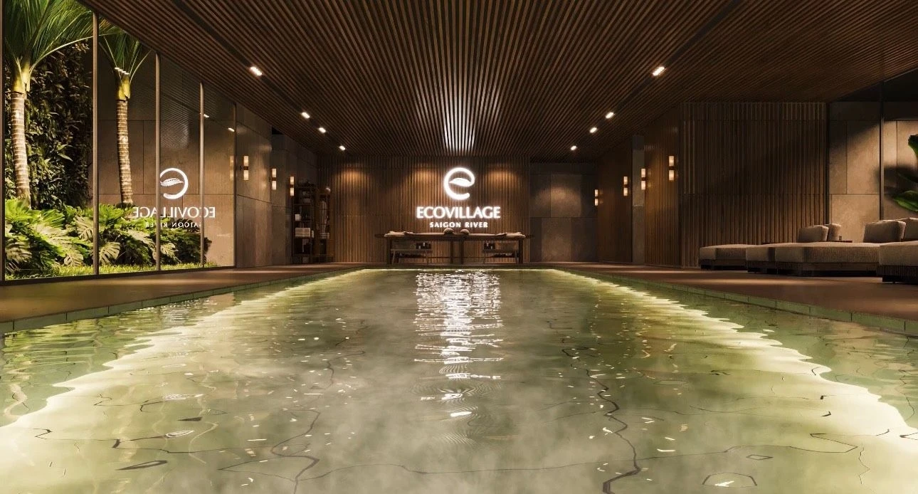 Khu vực hồ bơi nước nóng Onsen trong nhà tại dự án Eco Village Saigon River