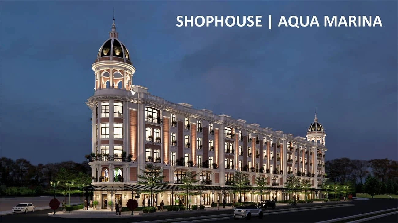 Dãy shophouse thương mại mang kiến trúc châu Âu tại khu vực Aqua Marina