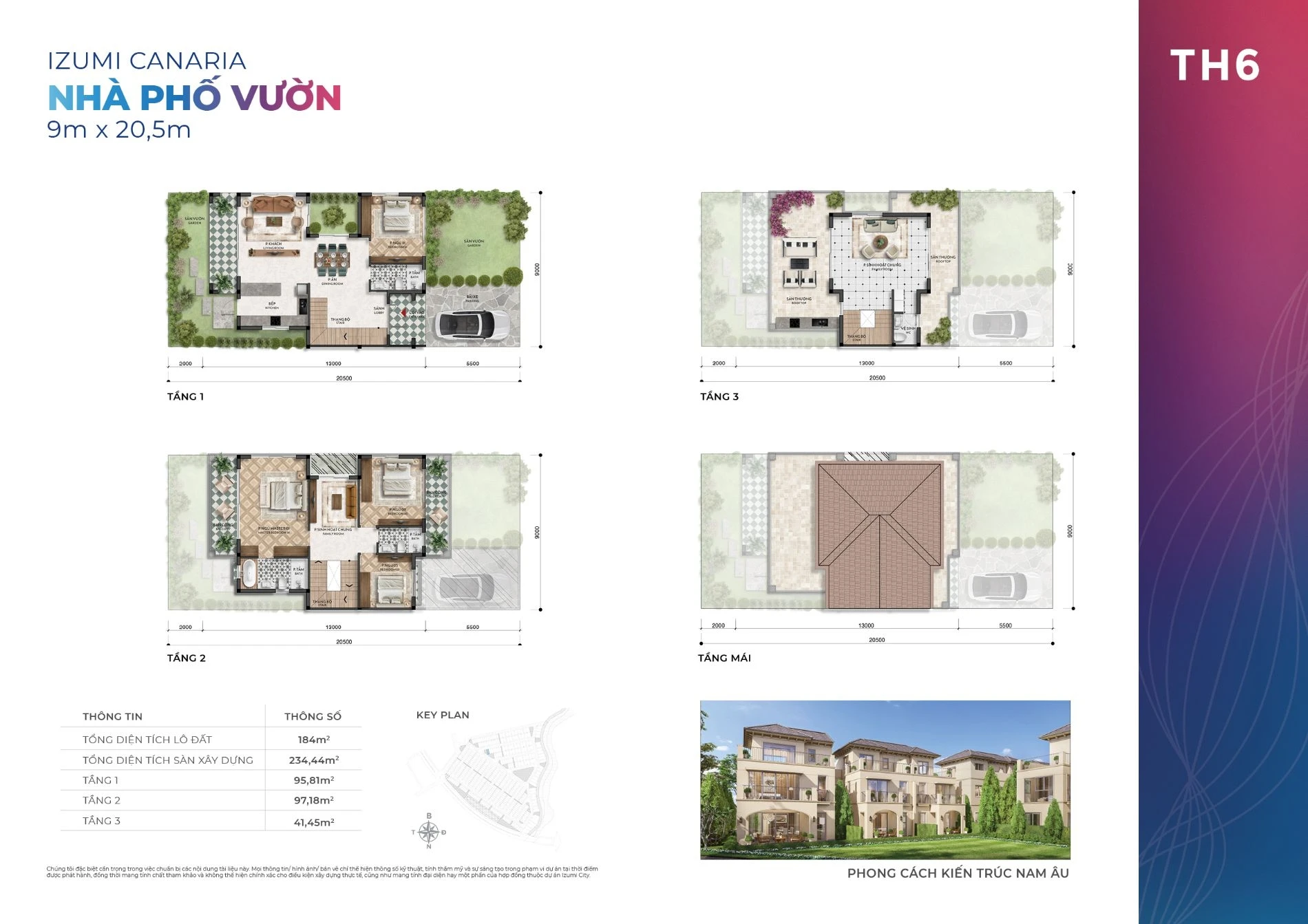 Sơ đồ mặt bằng mẫu nhà phố vườn TH6 lớn nhất tại phân khu Izumi Canaria