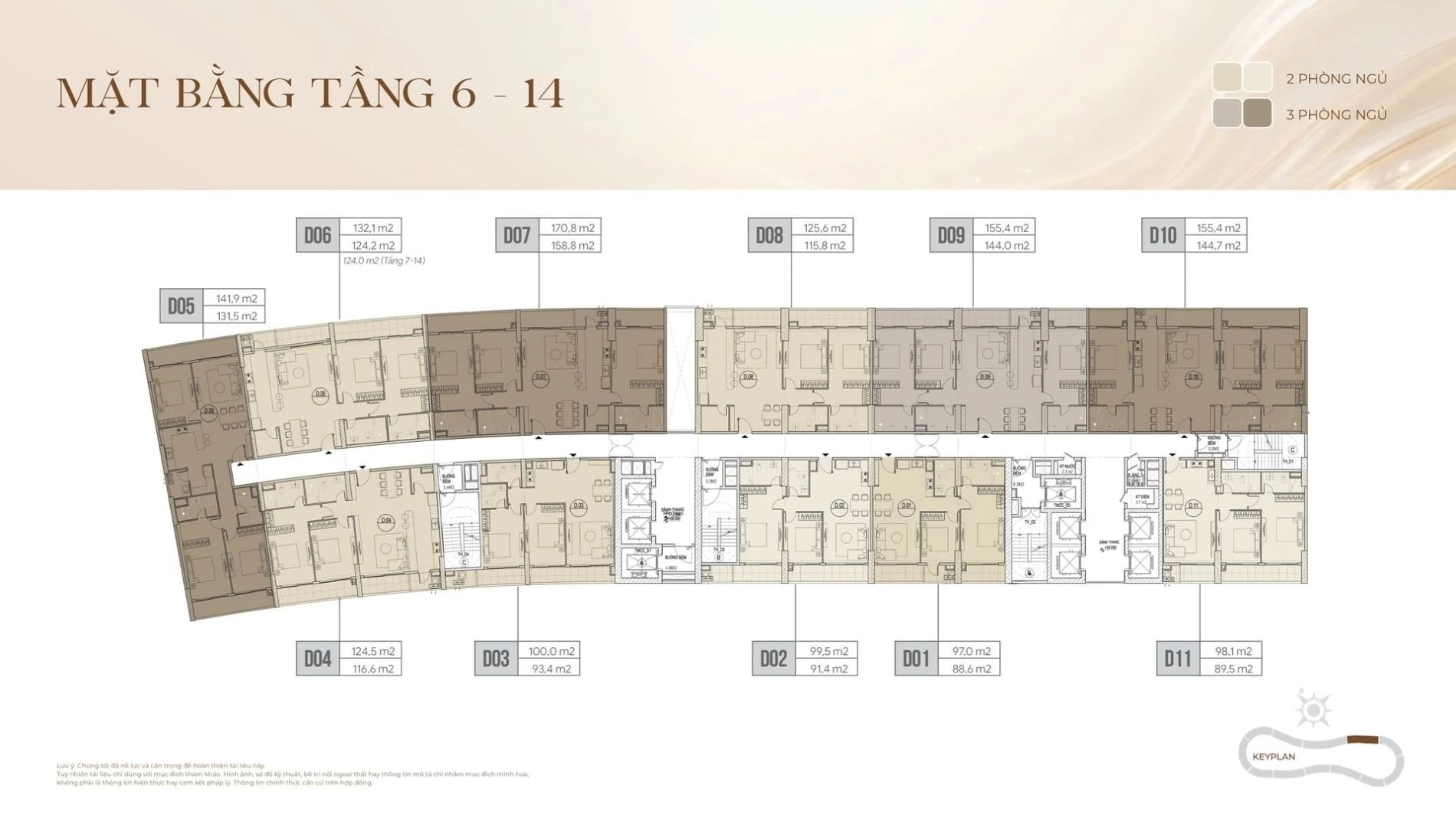 Sơ đồ mặt bằng tầng trung tháp D dự án Noble Crystal Riverside