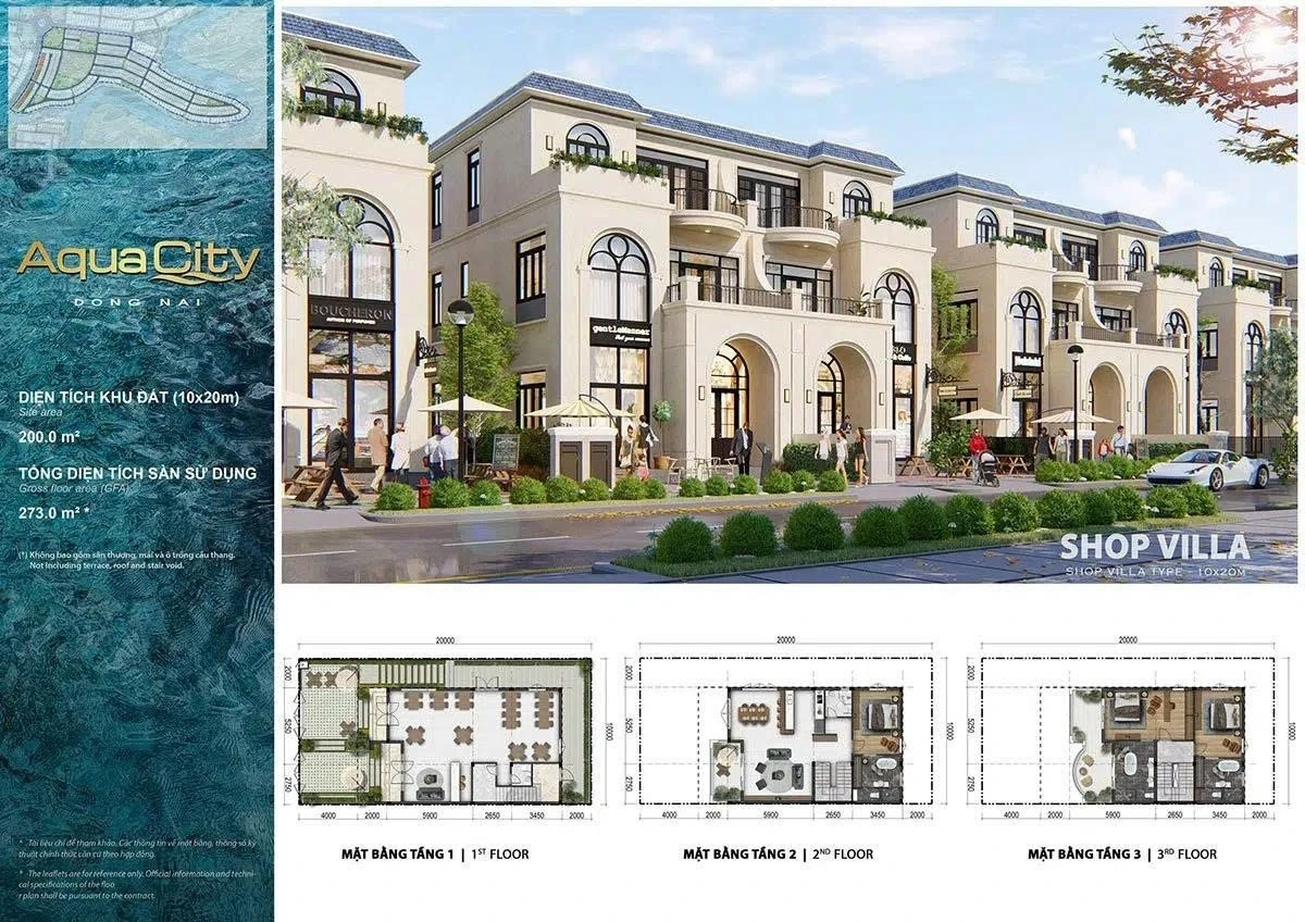 Bản vẽ layout chi tiết các tầng của dòng sản phẩm Shop Villa diện tích 10x20m tại phân khu Ever Green 3