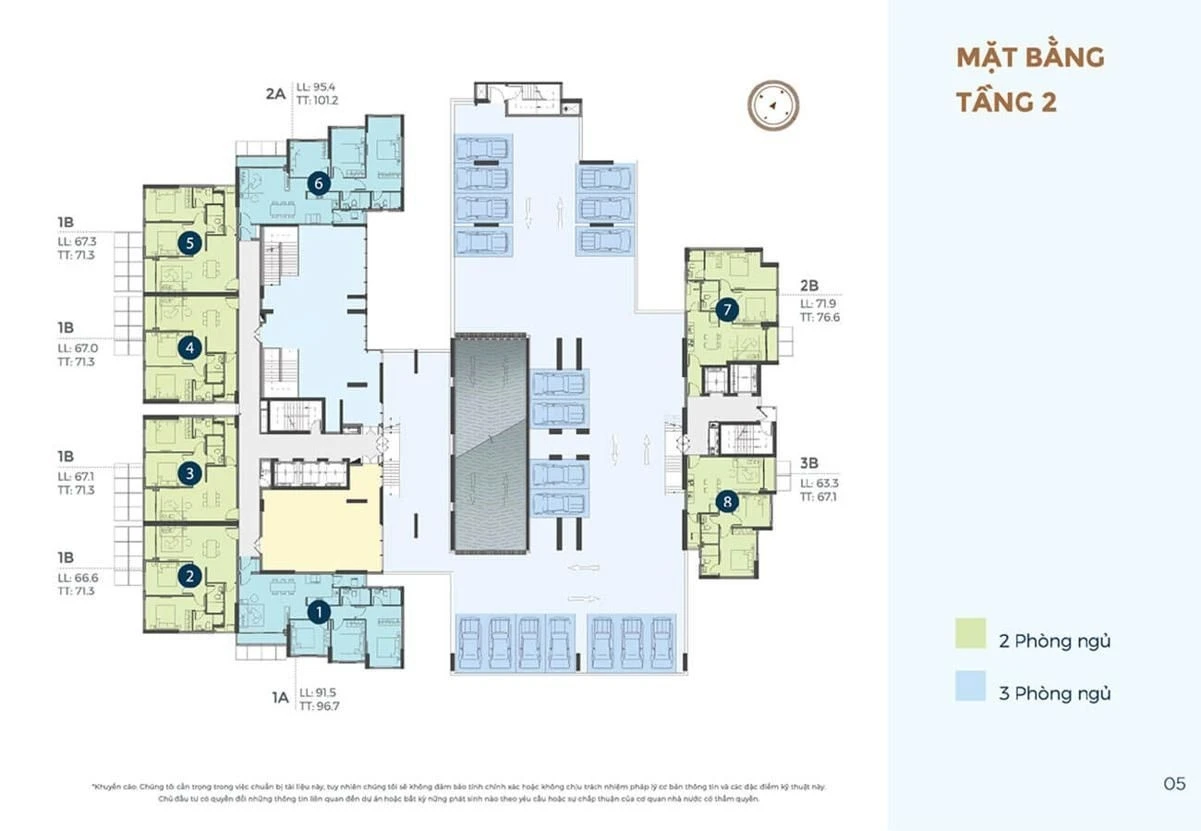 Sơ đồ bố trí mặt bằng tầng 2 dự án Precia Quận 2 với các căn hộ có sân vườn riêng