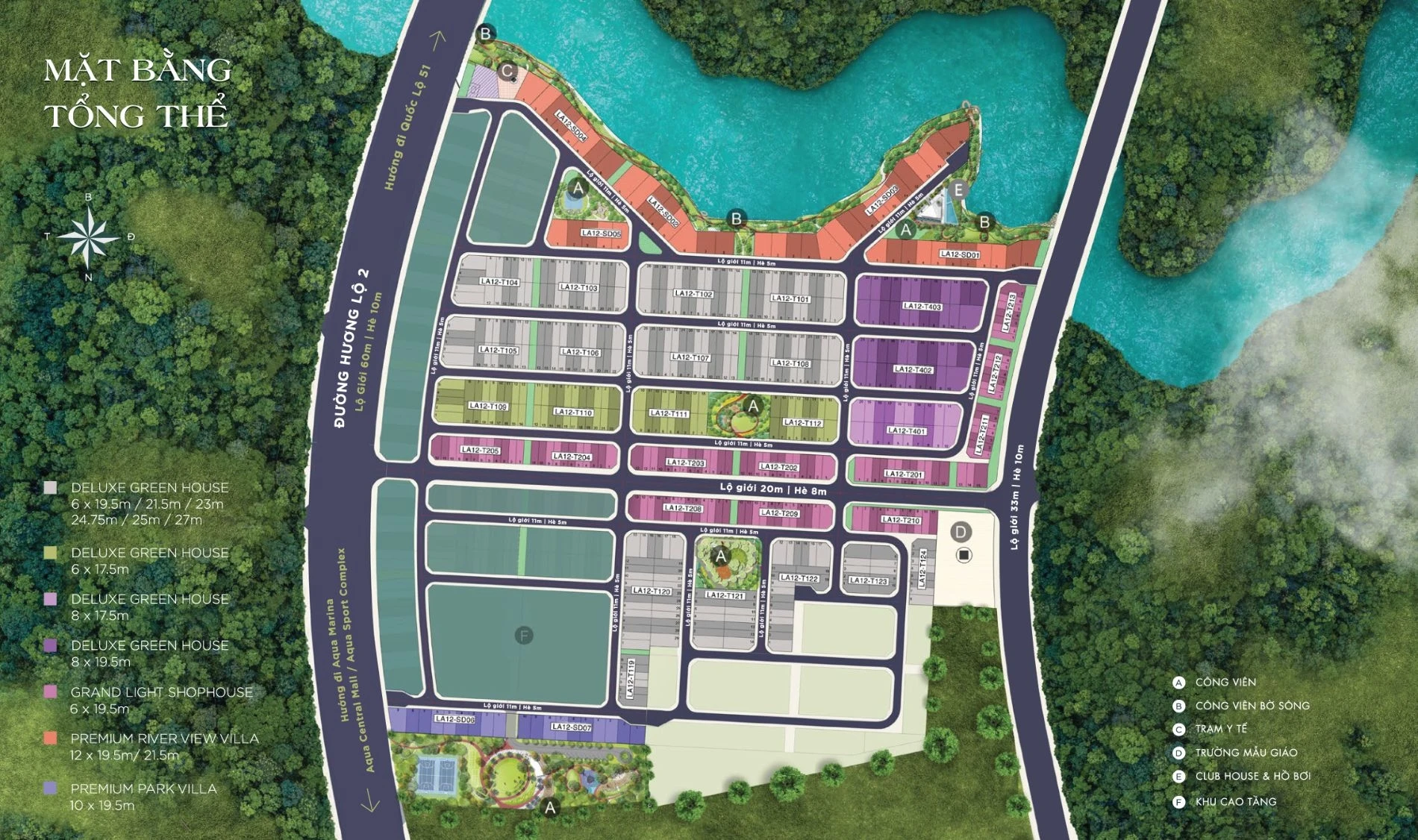 Bản đồ quy hoạch mặt bằng tổng thể phân khu River Park 1 Aqua City với 931 sản phẩm