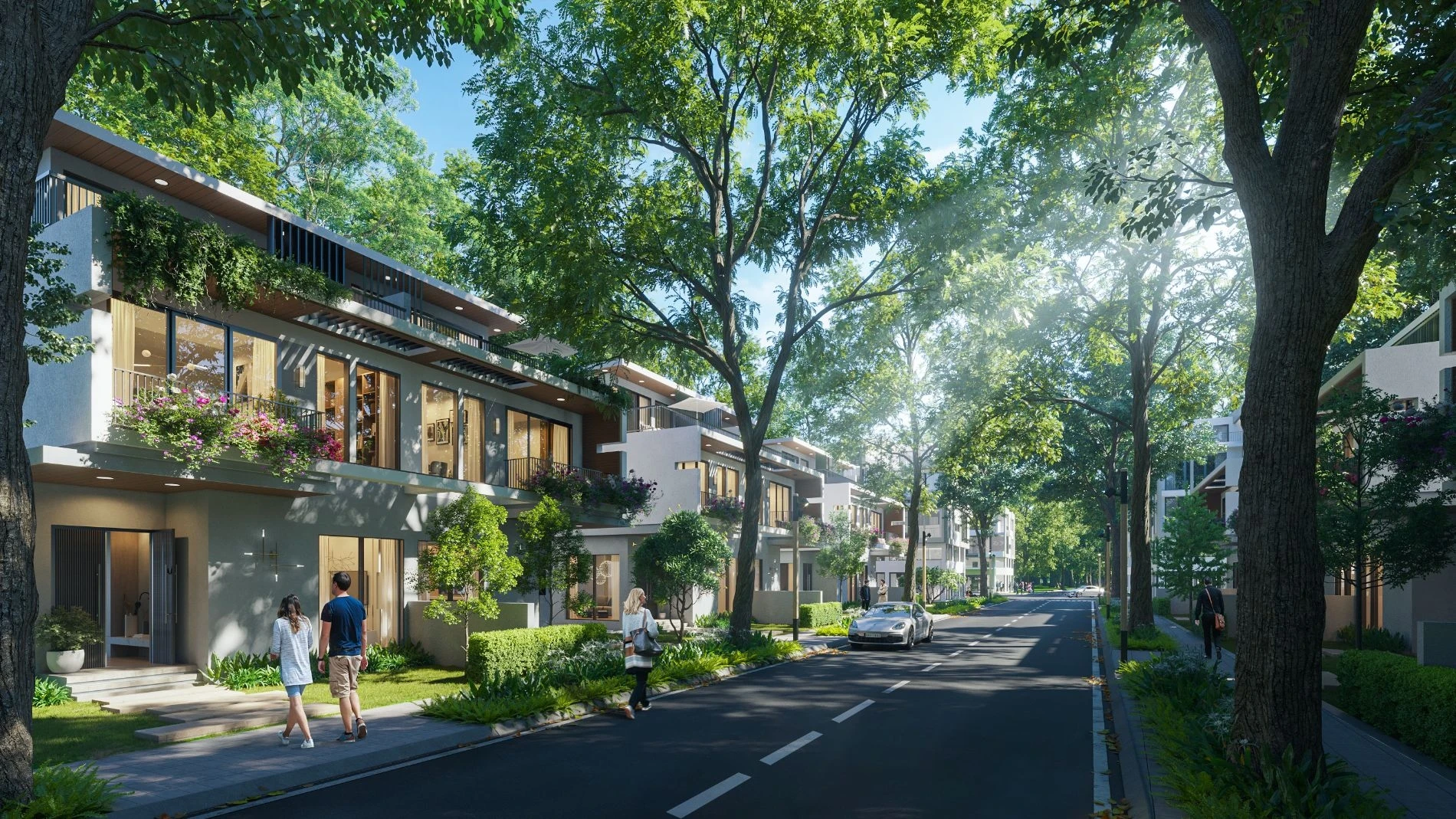 Tuyến đường nội bộ rợp bóng cây trước Forest Villas