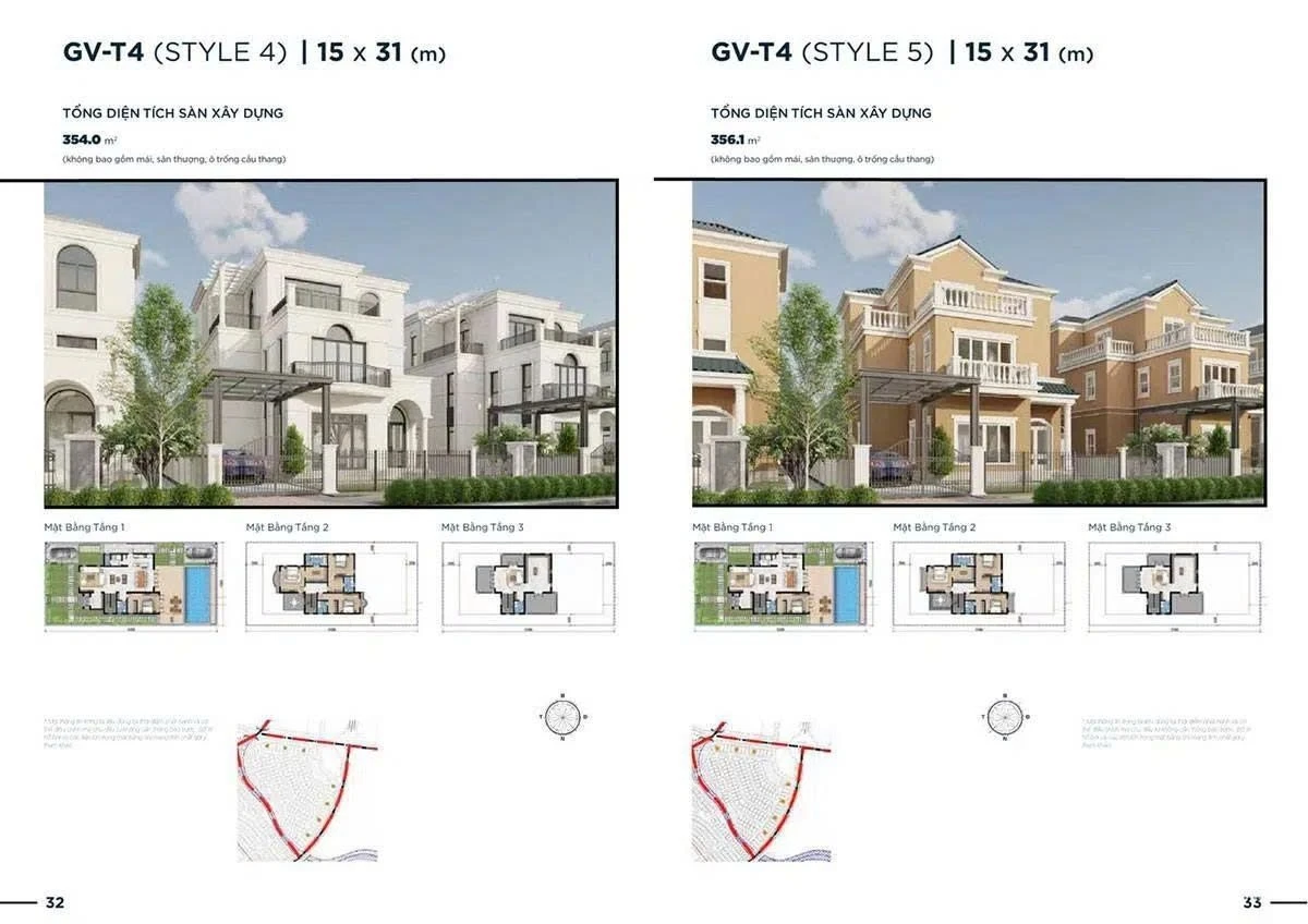 Sơ đồ layout biệt thự đơn lập diện tích 15x31m dự án Aqua City