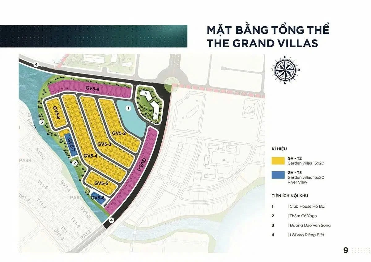 Bản đồ chi tiết các lô biệt thự tại phân khu The Grand Villas