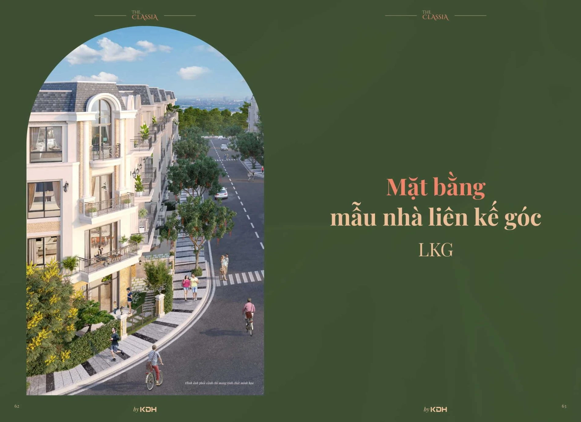 Slide giới thiệu phân khu mặt bằng mẫu nhà liên kế góc LKG tại dự án The Classia Khang Điền
