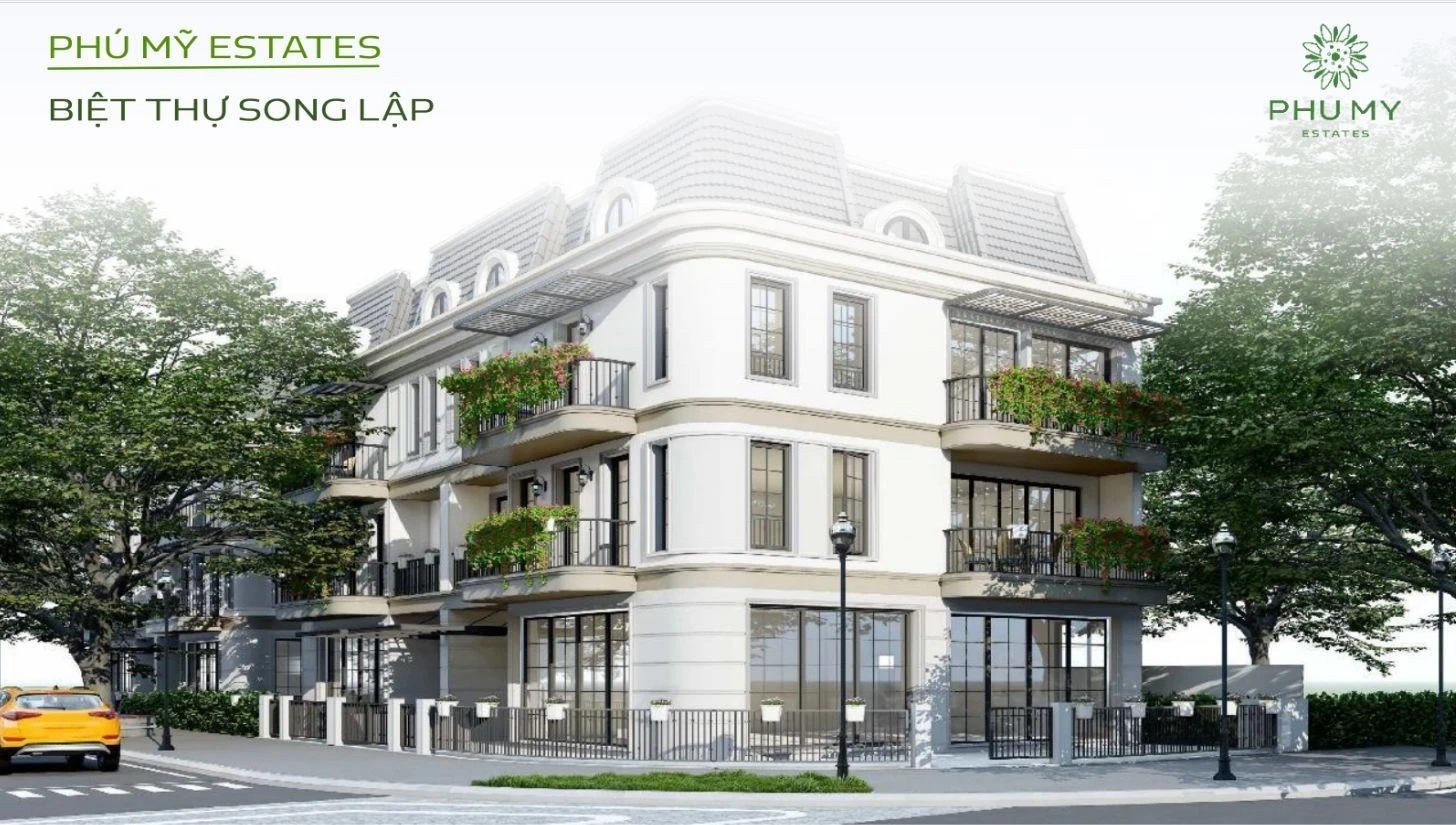 Thiết kế kiến trúc chi tiết biệt thự song lập Phú Mỹ Estates