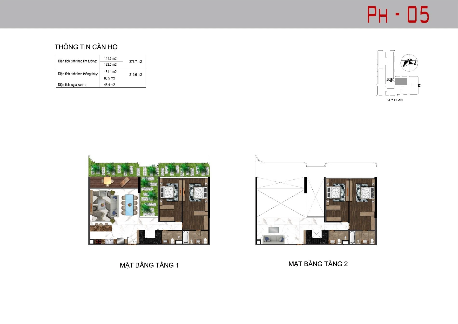Layout thiết kế Penthouse 05 diện tích 141.5 m2 dự án Sunshine Horizon Quận 4