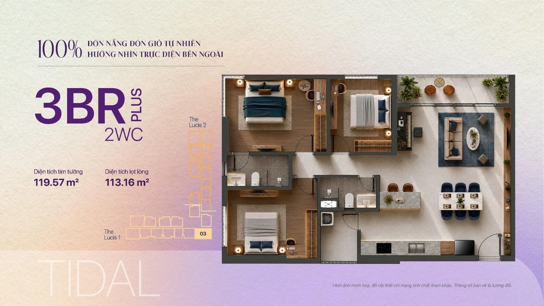 Bản vẽ bóc mái thiết kế căn hộ 3 phòng ngủ plus dự án TT Genesis Nhà Bè