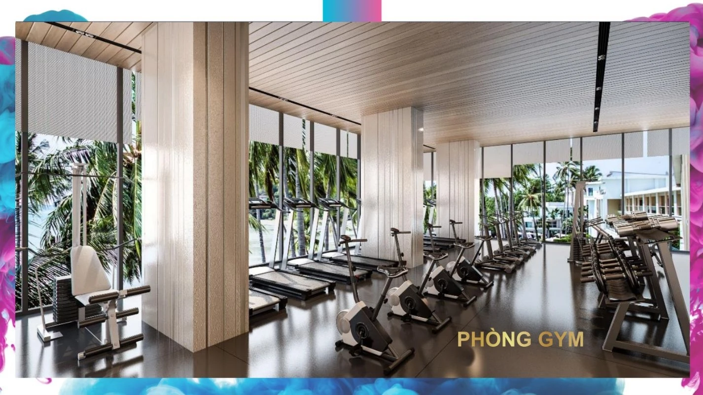 Không gian phòng tập gym sang trọng với tầm nhìn hướng sông tại Aqua City