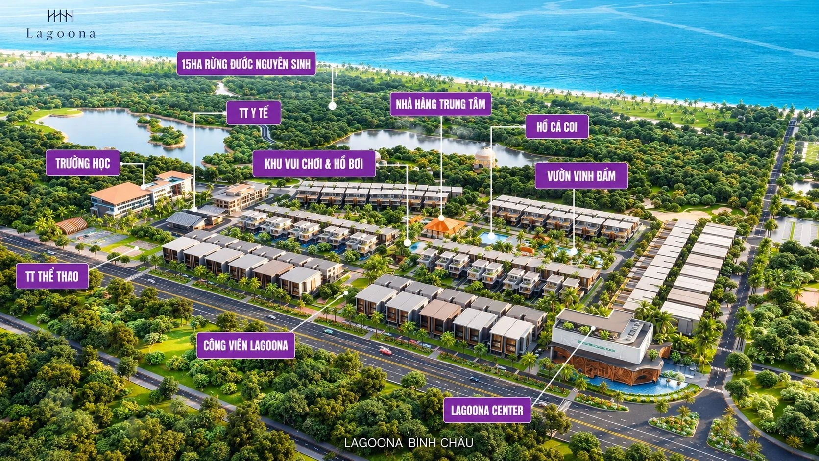 Quy hoạch mảng xanh và mặt nước tại dự án Lagoona Bình Châu