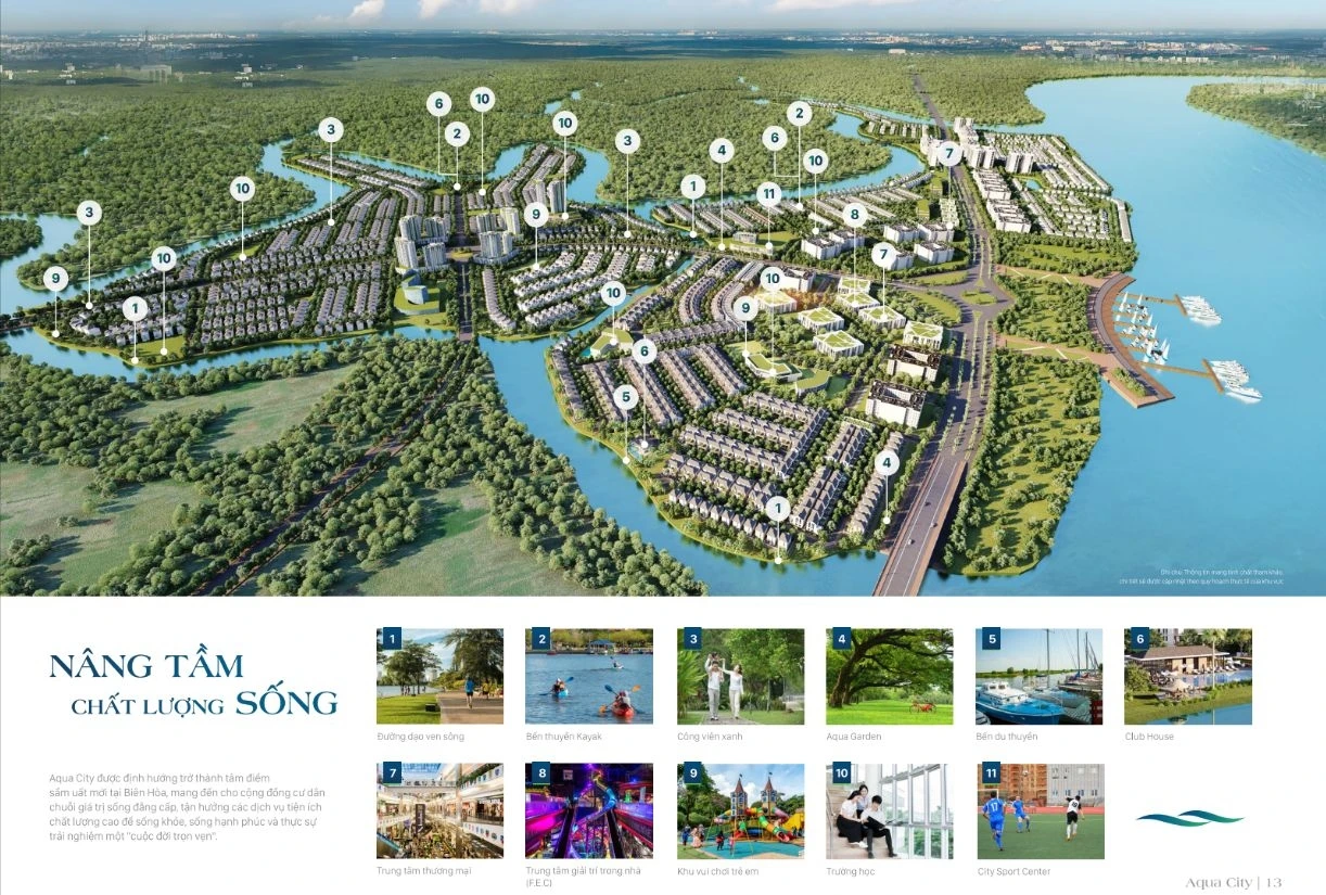 Sơ đồ phân bổ hệ thống tiện ích nội khu chuẩn quốc tế tại phân khu Sun Harbor 2 Aqua City