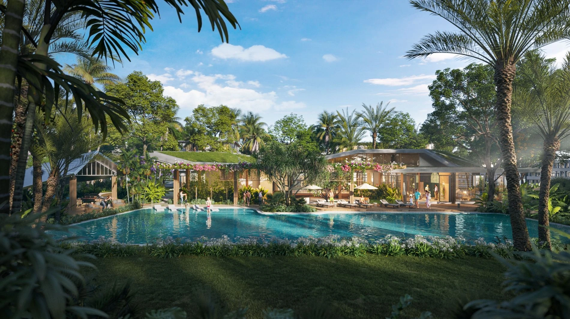 Hồ bơi rộng lớn mang phong cách nghỉ dưỡng tại khu vực Resort Clubhouse