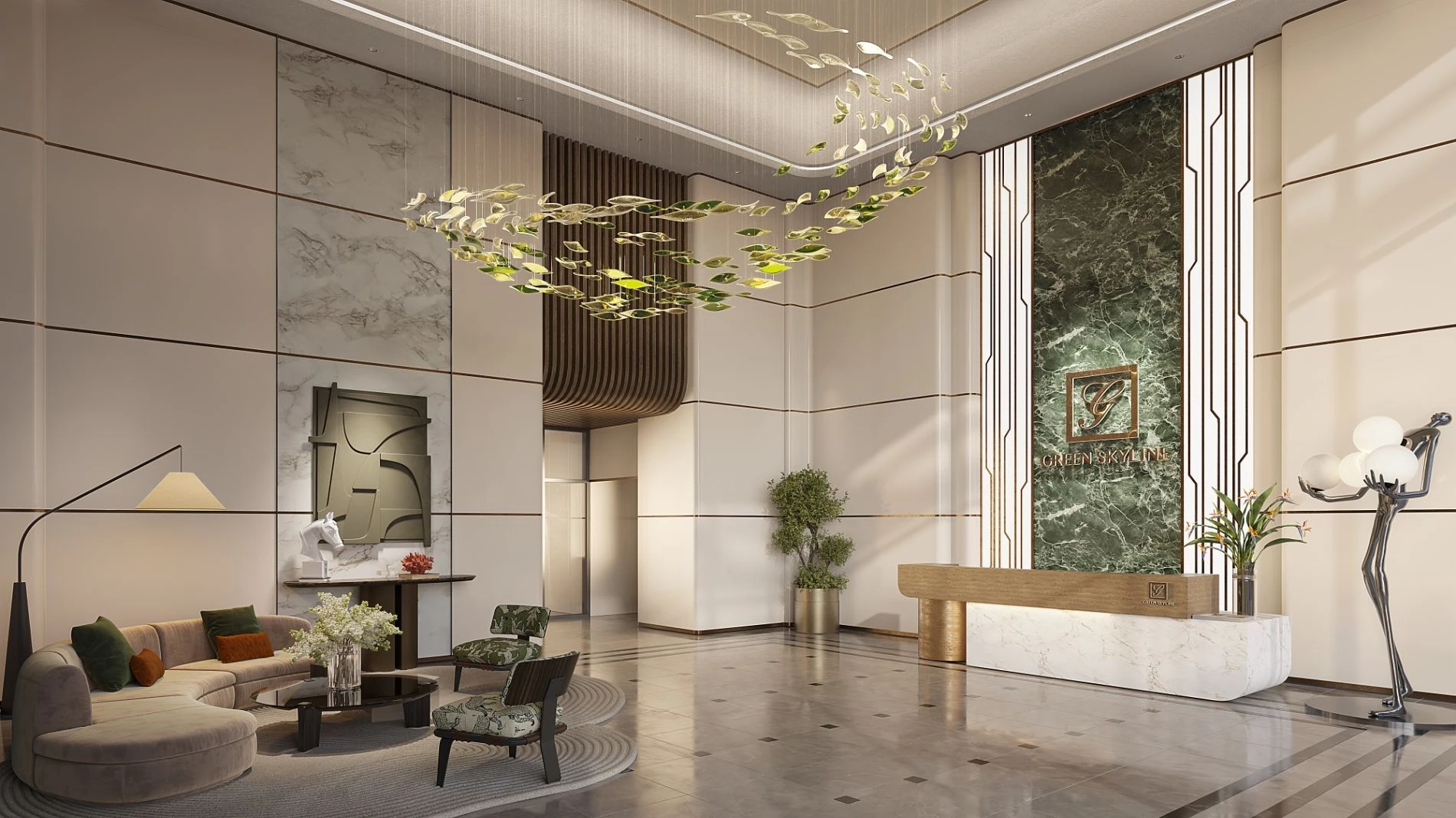 Sảnh đón khách sang trọng được vận hành bởi đơn vị quản lý quốc tế Savills