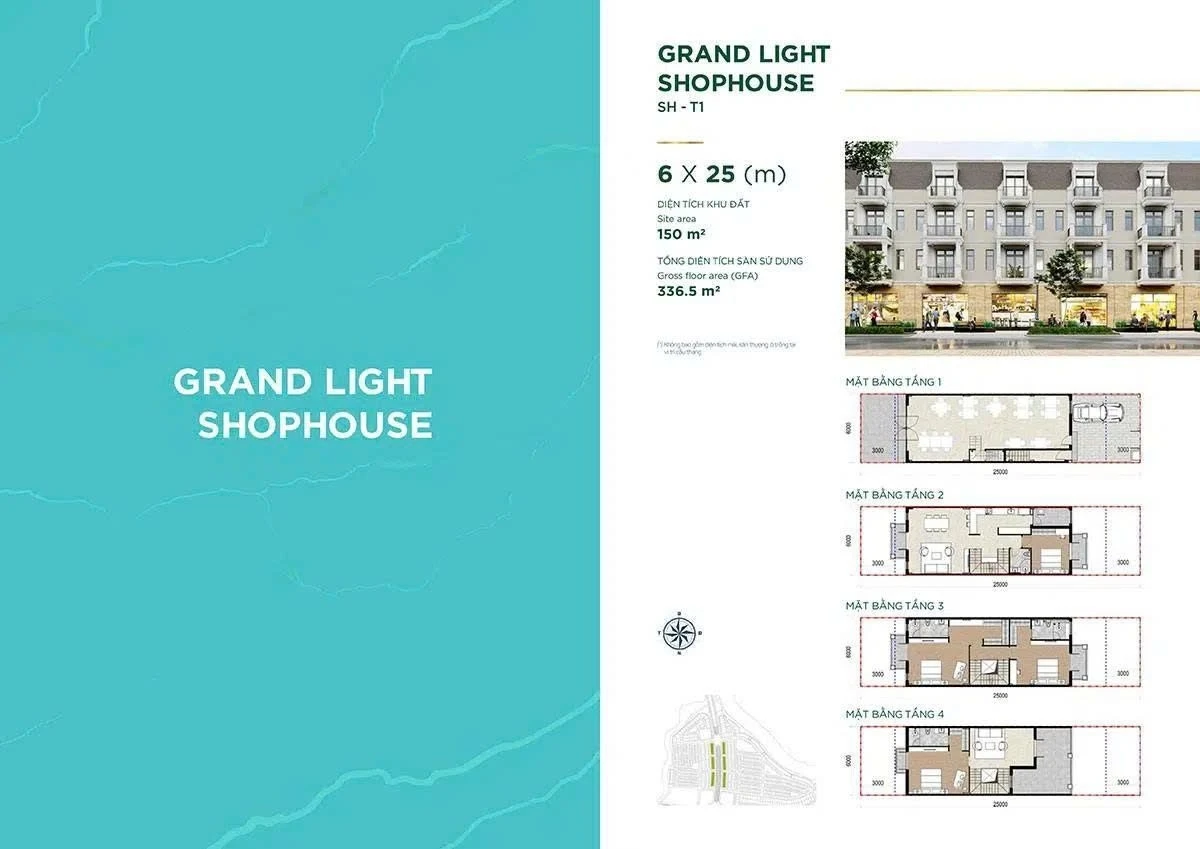 Thiết kế chi tiết shophouse diện tích 6x25m dự án Aqua City