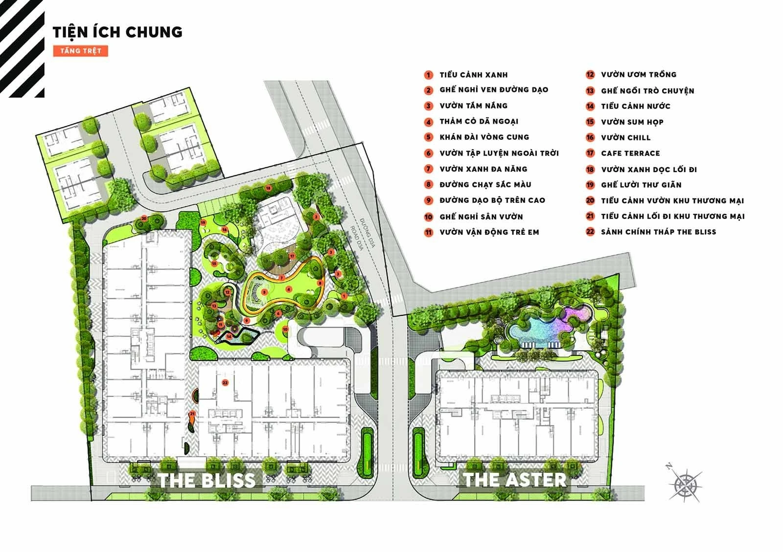 Sơ đồ bố trí chi tiết hệ thống tiện ích tầng trệt tại dự án căn hộ cao cấp Urban Green Thủ Đức