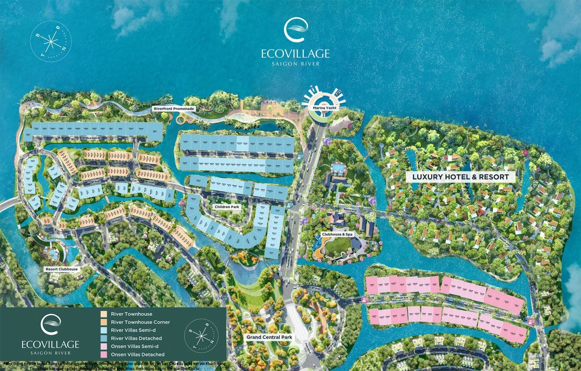Sơ đồ mặt bằng tổng thể phân khu Riverwalk Eco Village Saigon River quy mô 10.5 ha