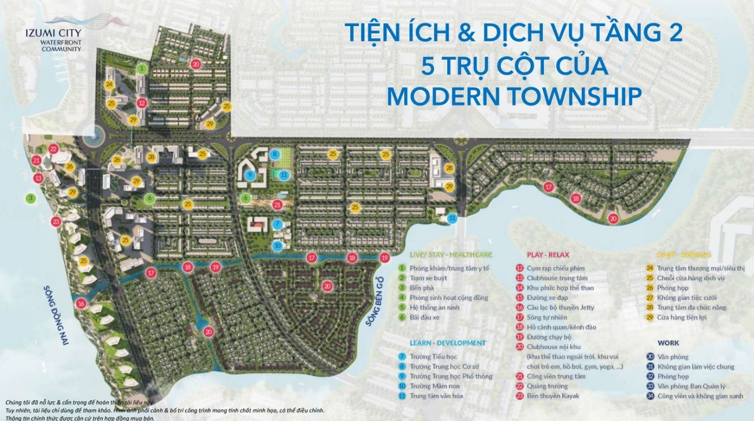 Sơ đồ quy hoạch hệ thống tiện ích nội khu dự án Izumi City Nam Long