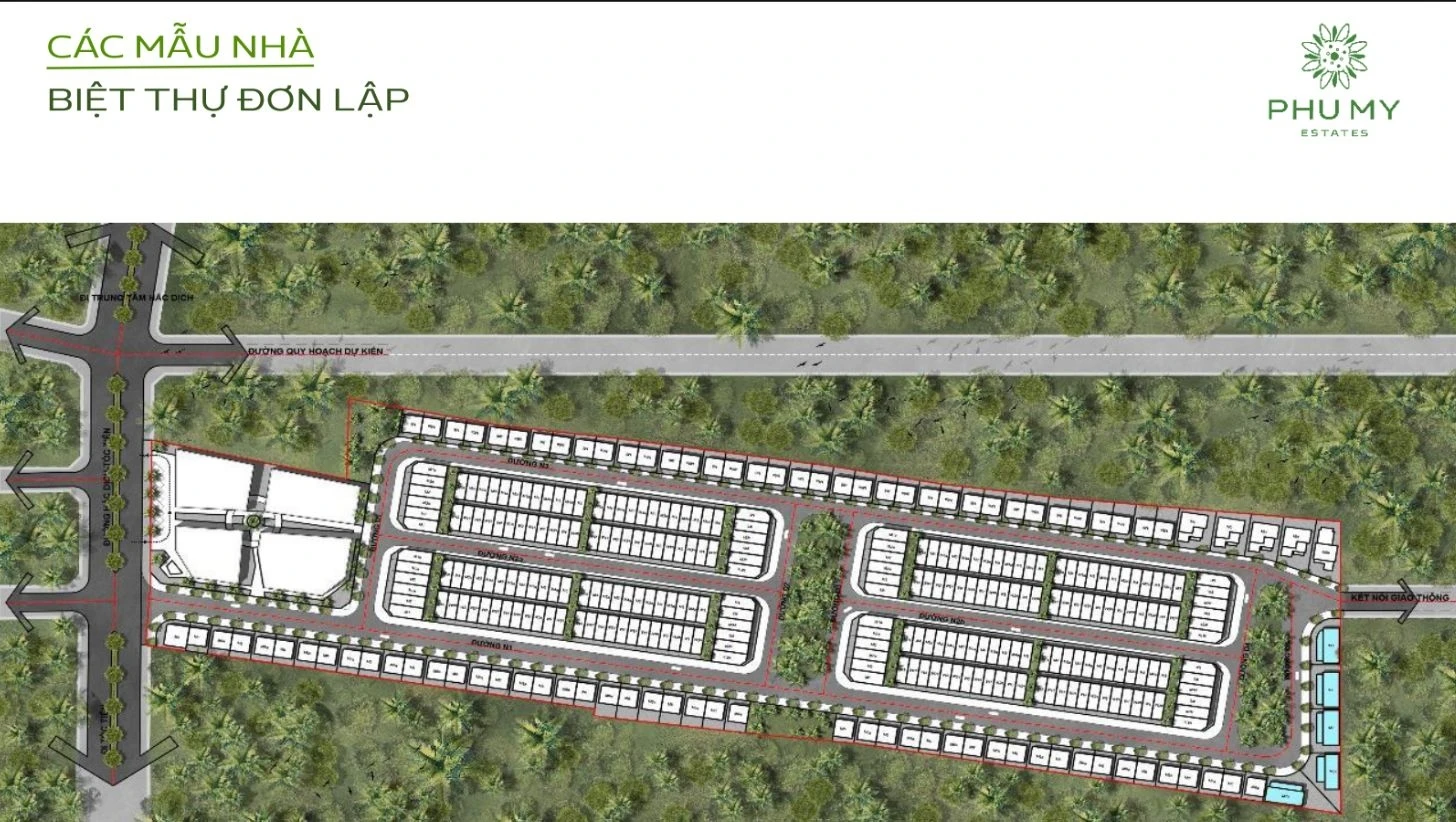 Sơ đồ phân lô khu vực biệt thự đơn lập tại dự án Phú Mỹ Estates