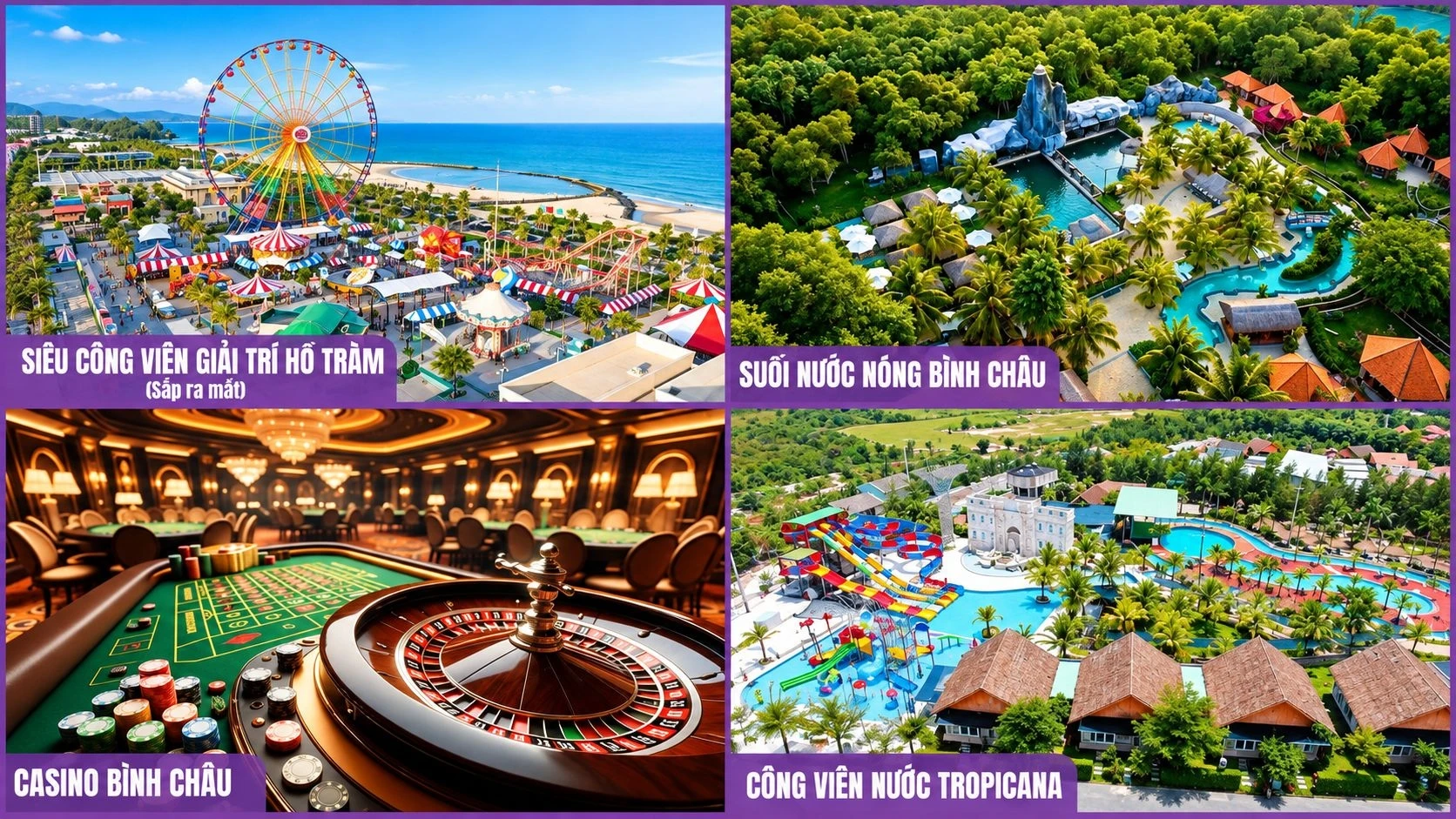 Các tiện ích ngoại khu nổi bật như Casino, Công viên nước, Suối khoáng nóng