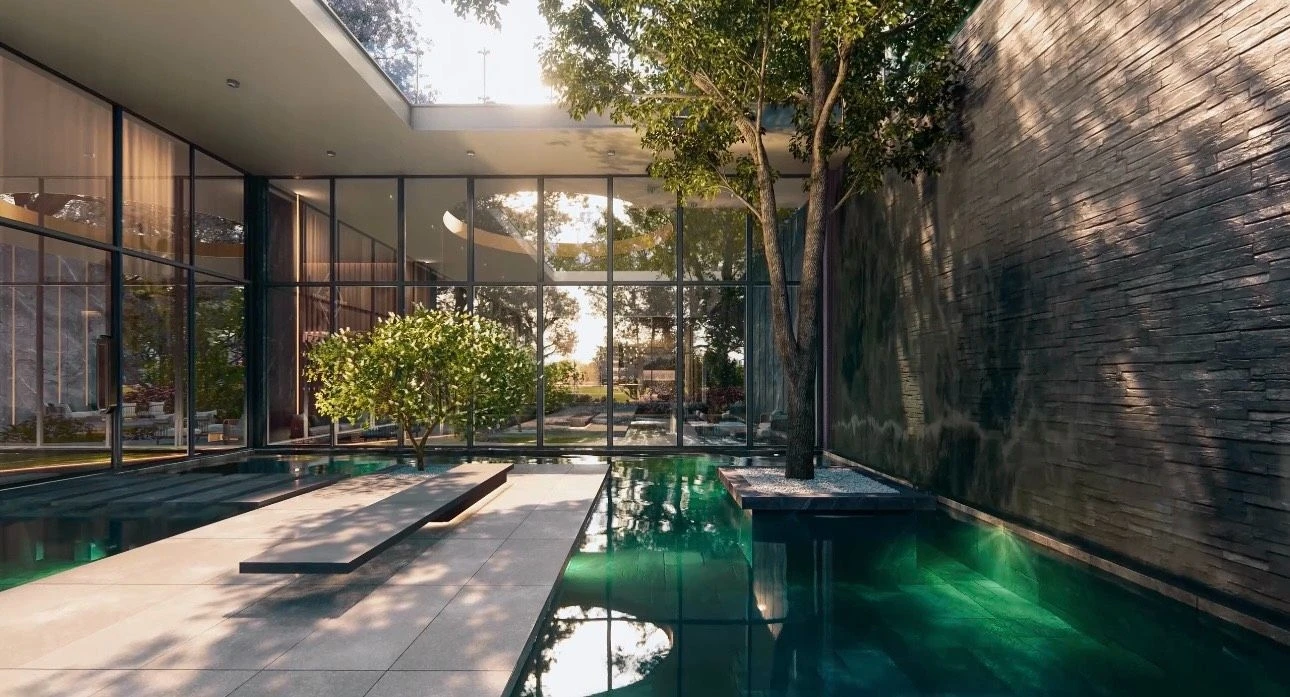 Thiết kế hồ nước và cây xanh đan xen trong nhà tại Eco Village Saigon River