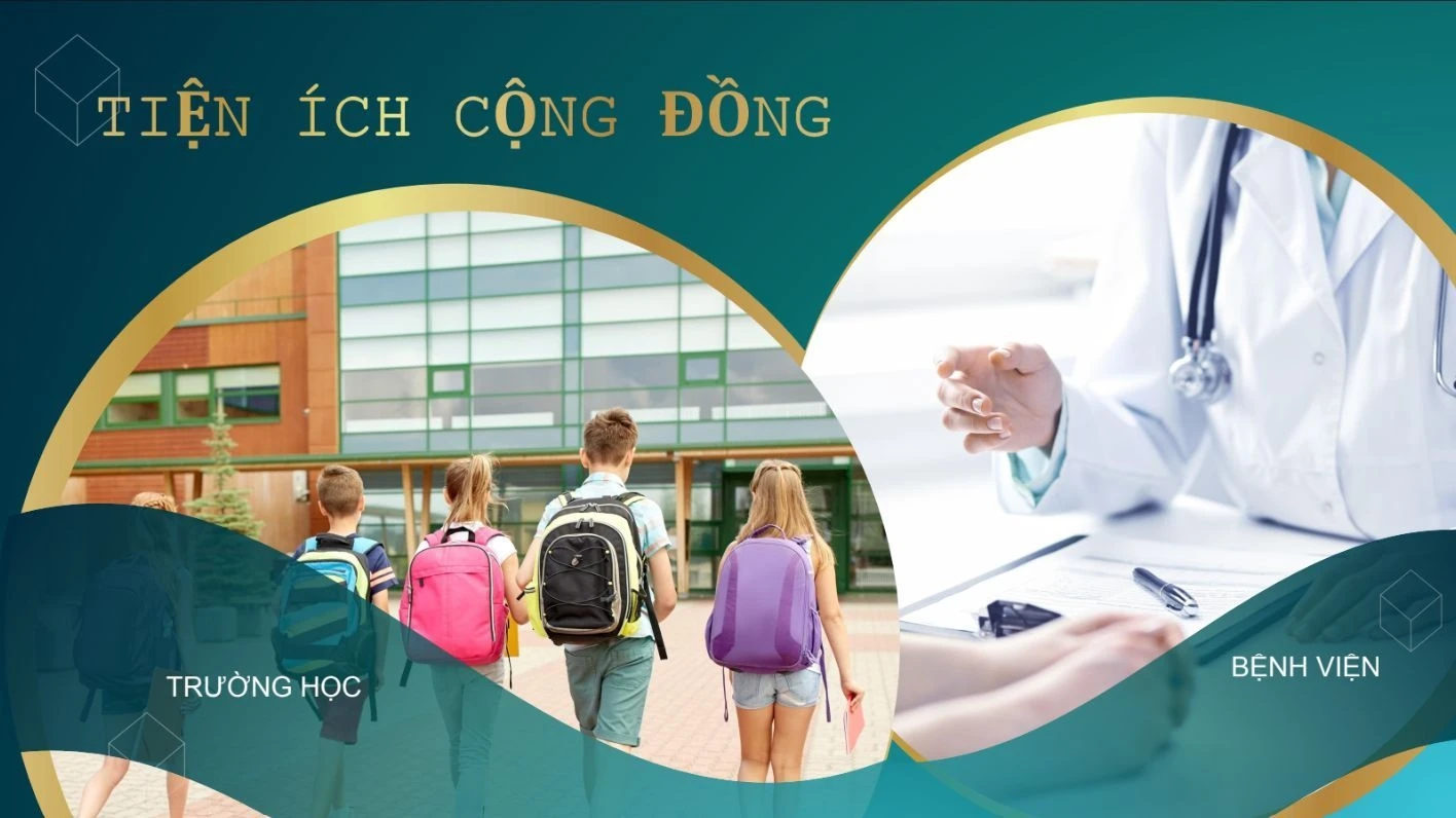 Hệ thống trường học liên cấp và bệnh viện đa khoa chăm sóc sức khỏe cộng đồng tại Aqua City