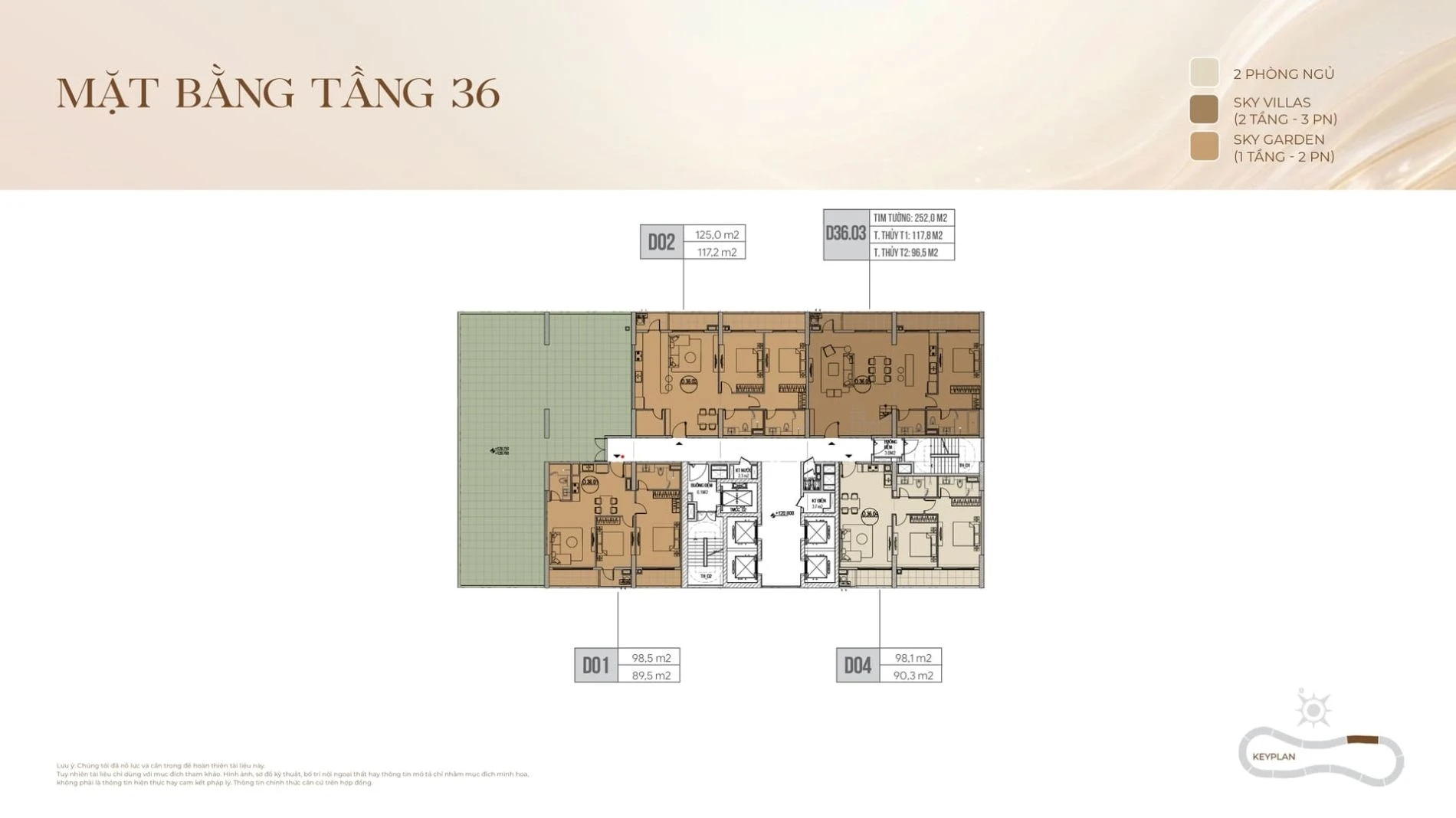 Sơ đồ mặt bằng tầng 36 tháp D dự án Noble Crystal Riverside