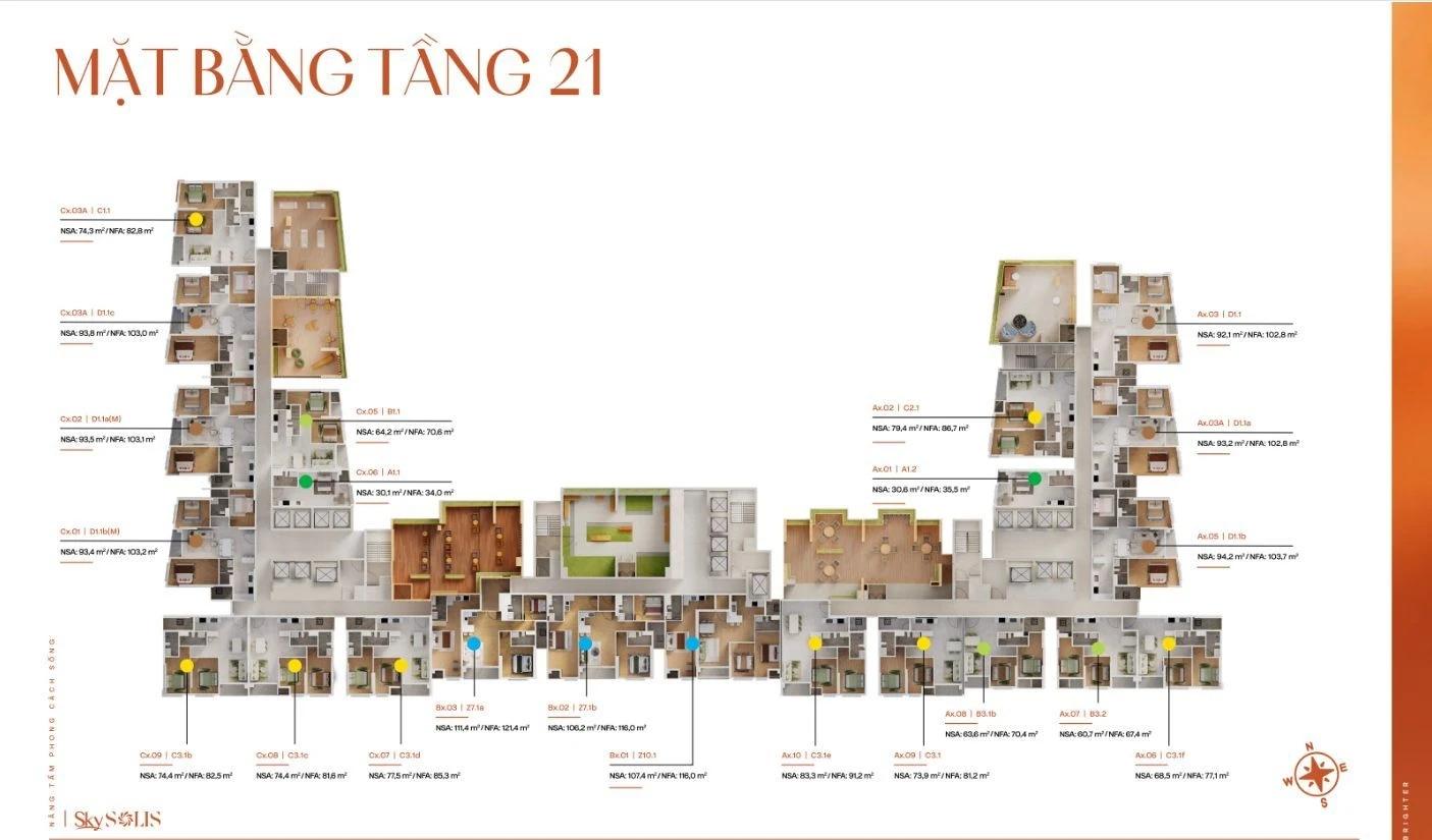 Mặt bằng tầng 21 dự án Sky Solis Bình Dương tích hợp không gian lánh nạn an toàn