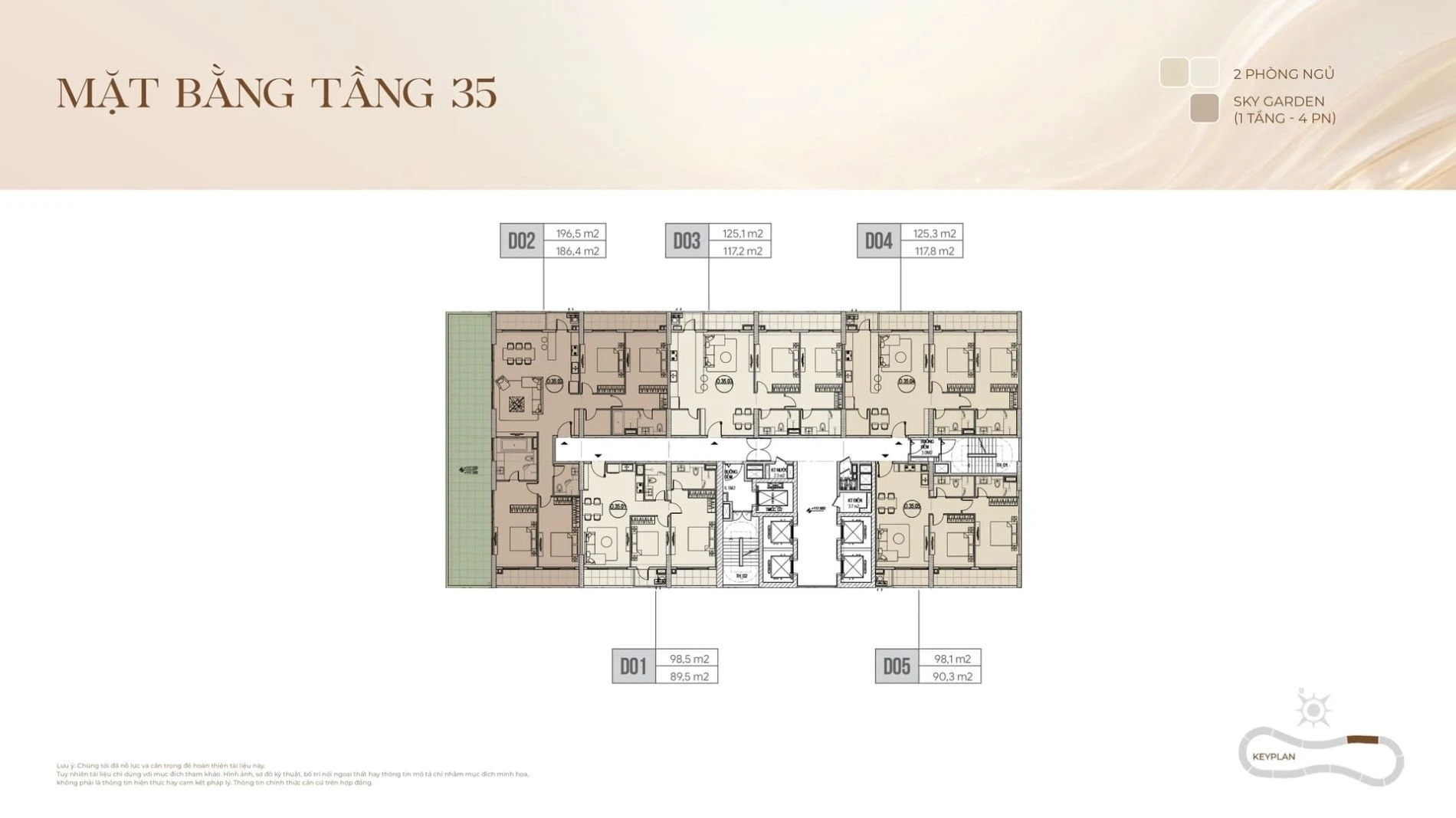Sơ đồ mặt bằng tầng 35 tháp D dự án Noble Crystal Riverside