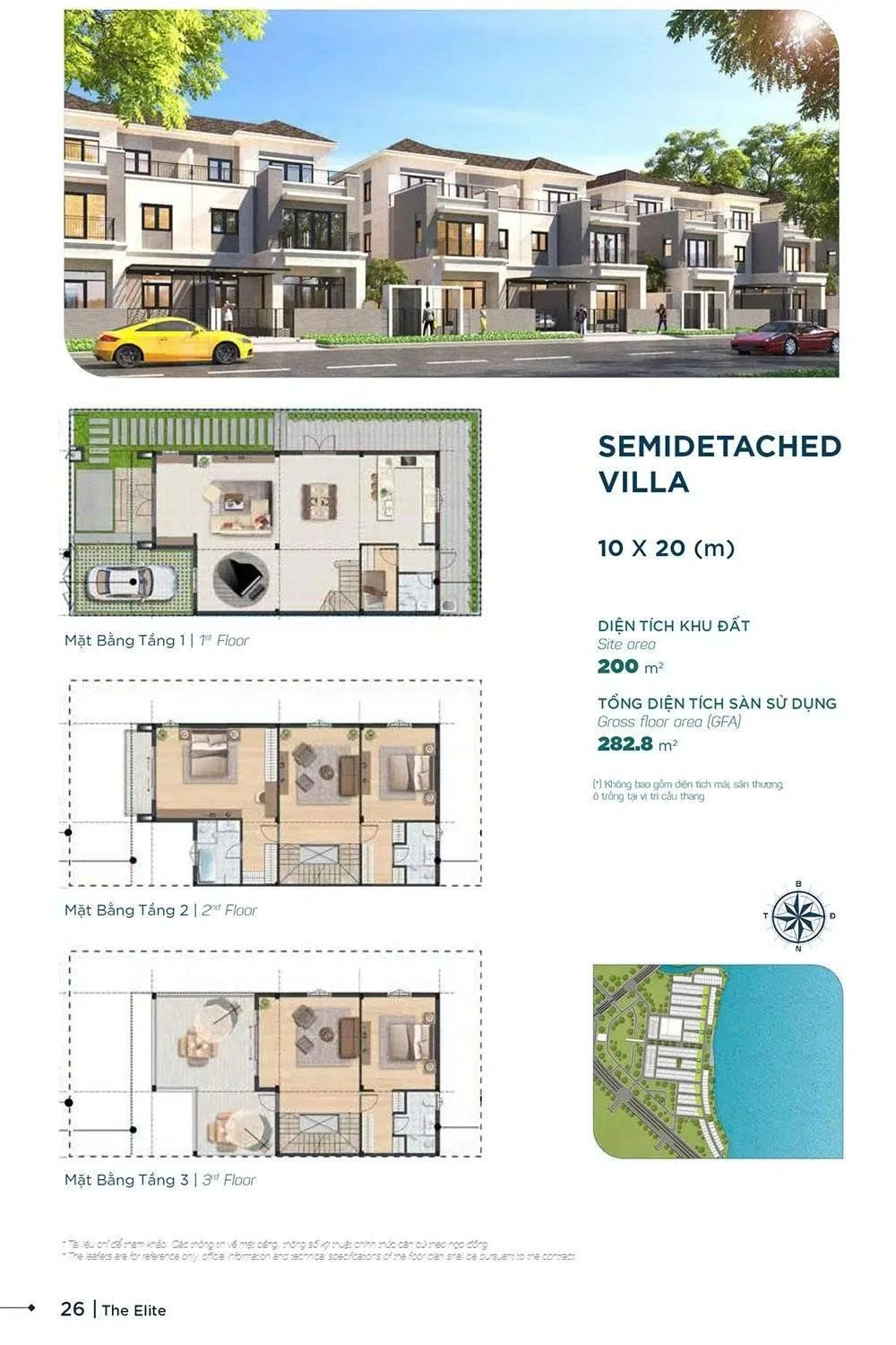 Bản vẽ layout biệt thự song lập 10x20m sang trọng tại Aqua City