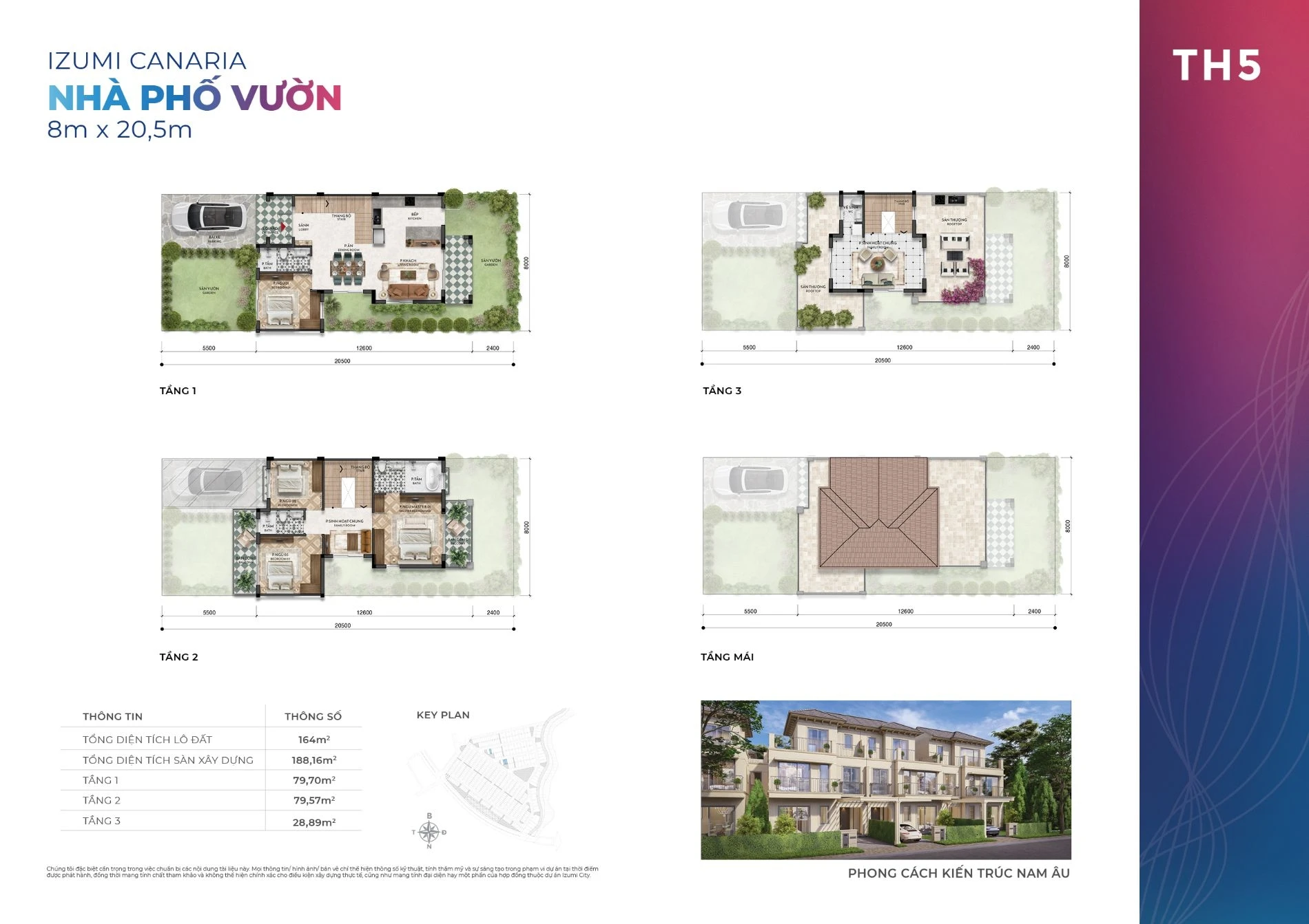 Bản vẽ thiết kế mặt bằng nhà phố vườn mẫu TH5 dự án Izumi Canaria