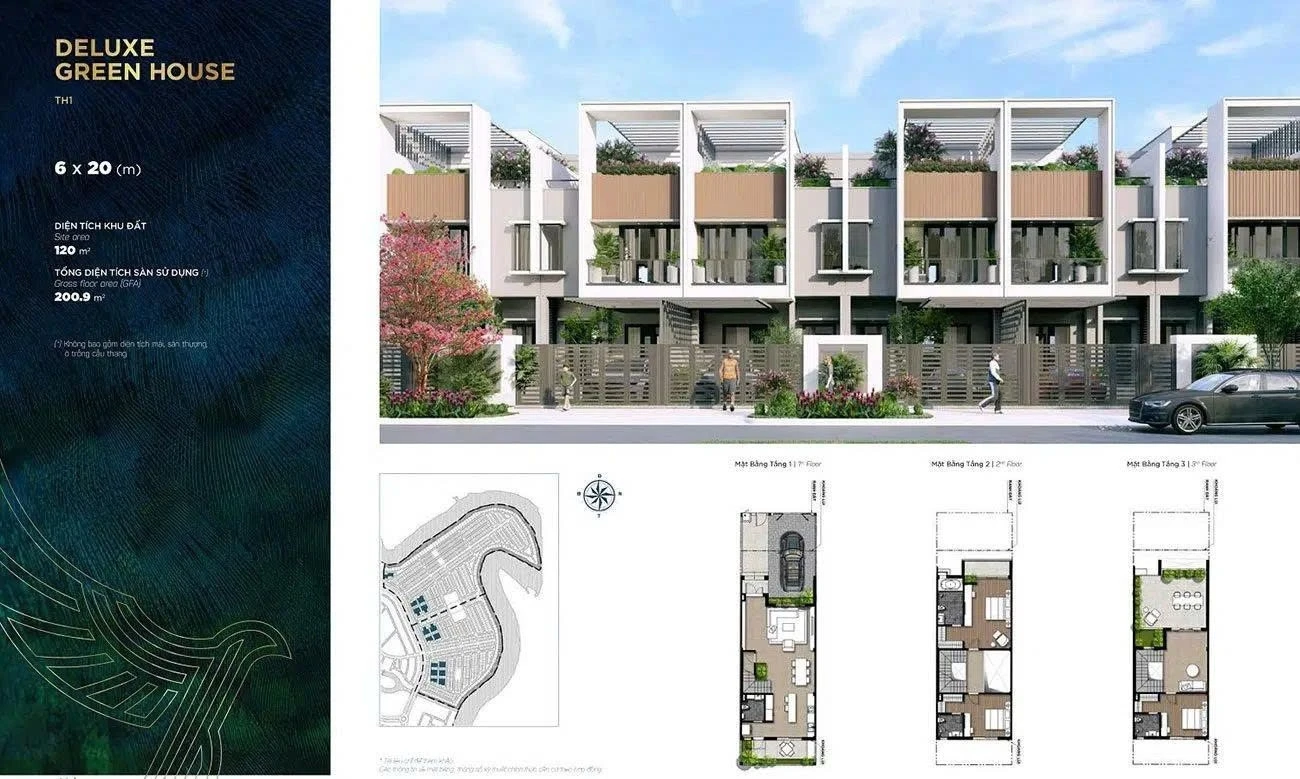 Bản vẽ mặt bằng nhà phố 6x20m không gian sinh thái dự án Aqua City