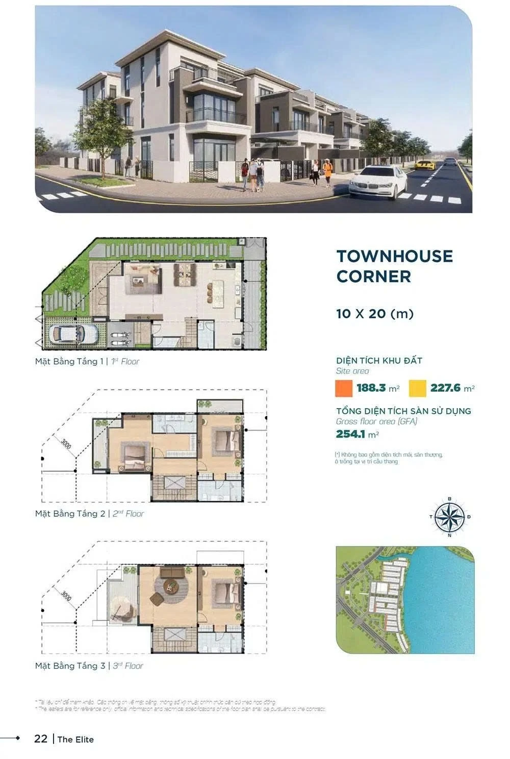 Bản vẽ layout mặt bằng nhà phố góc diện tích 10x20m tại phân khu Sun Harbor 3 Aqua City