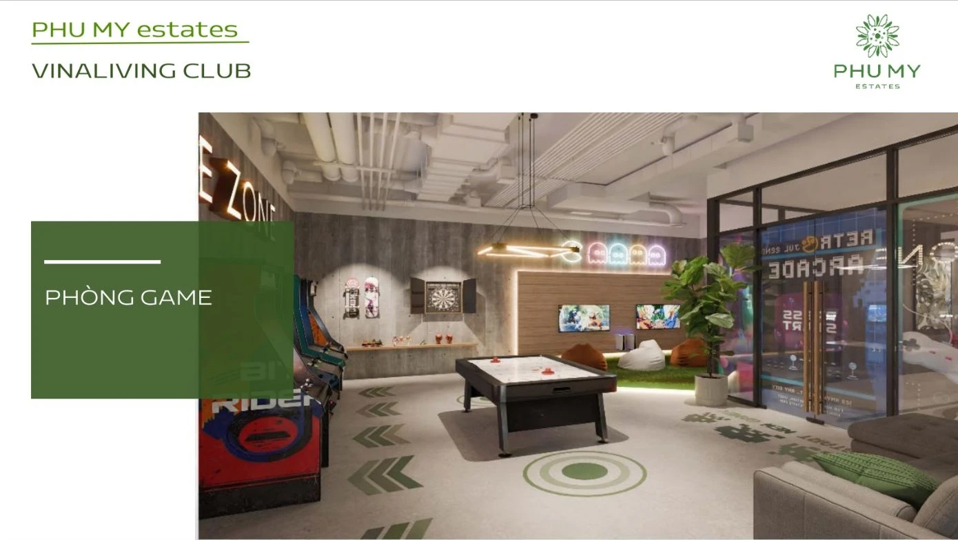 Khu vực phòng game trang bị nhiều máy móc hiện đại tại VinaLiving Club Phú Mỹ Estates.