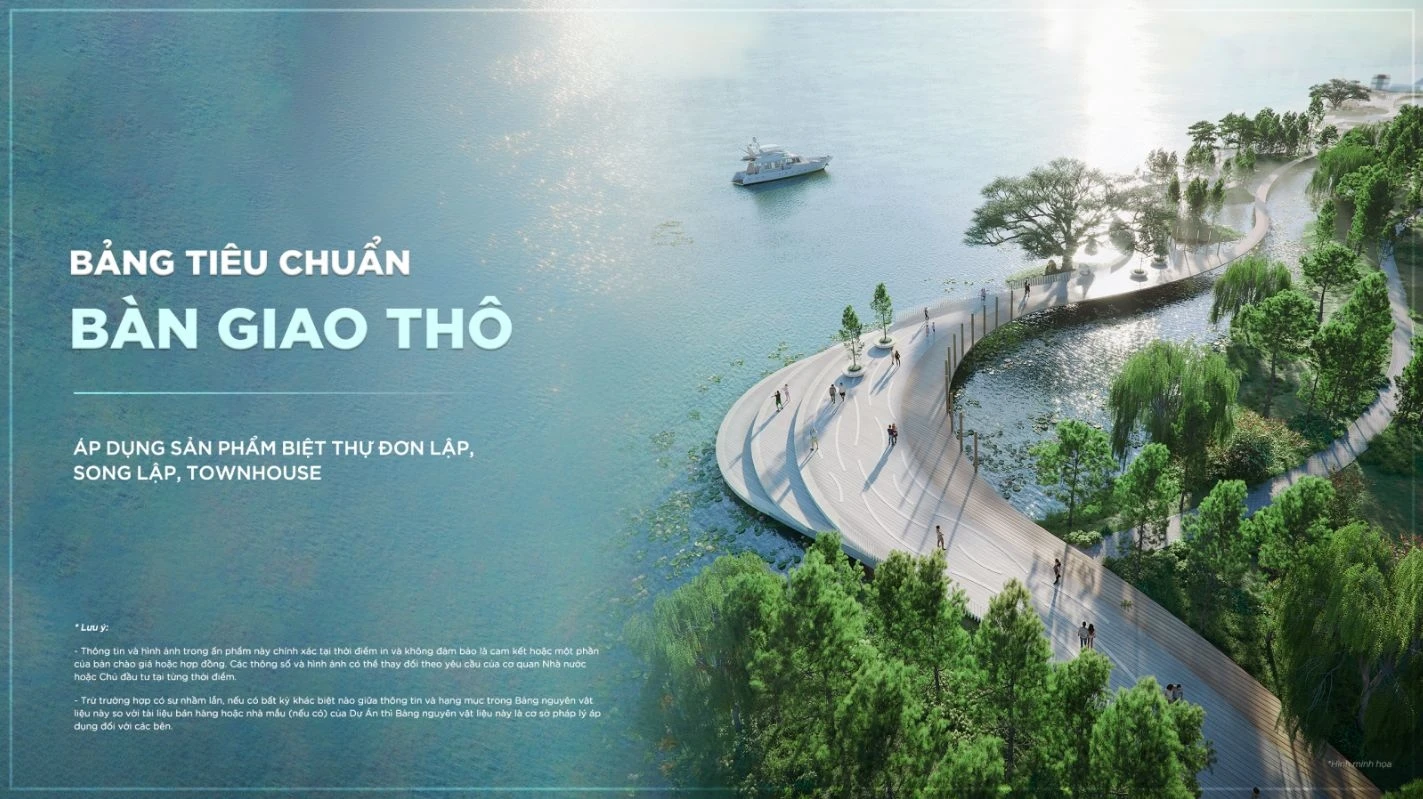 Bảng tiêu chuẩn bàn giao thô áp dụng cho biệt thự đơn lập, song lập và townhouse tại Eco Village Saigon River