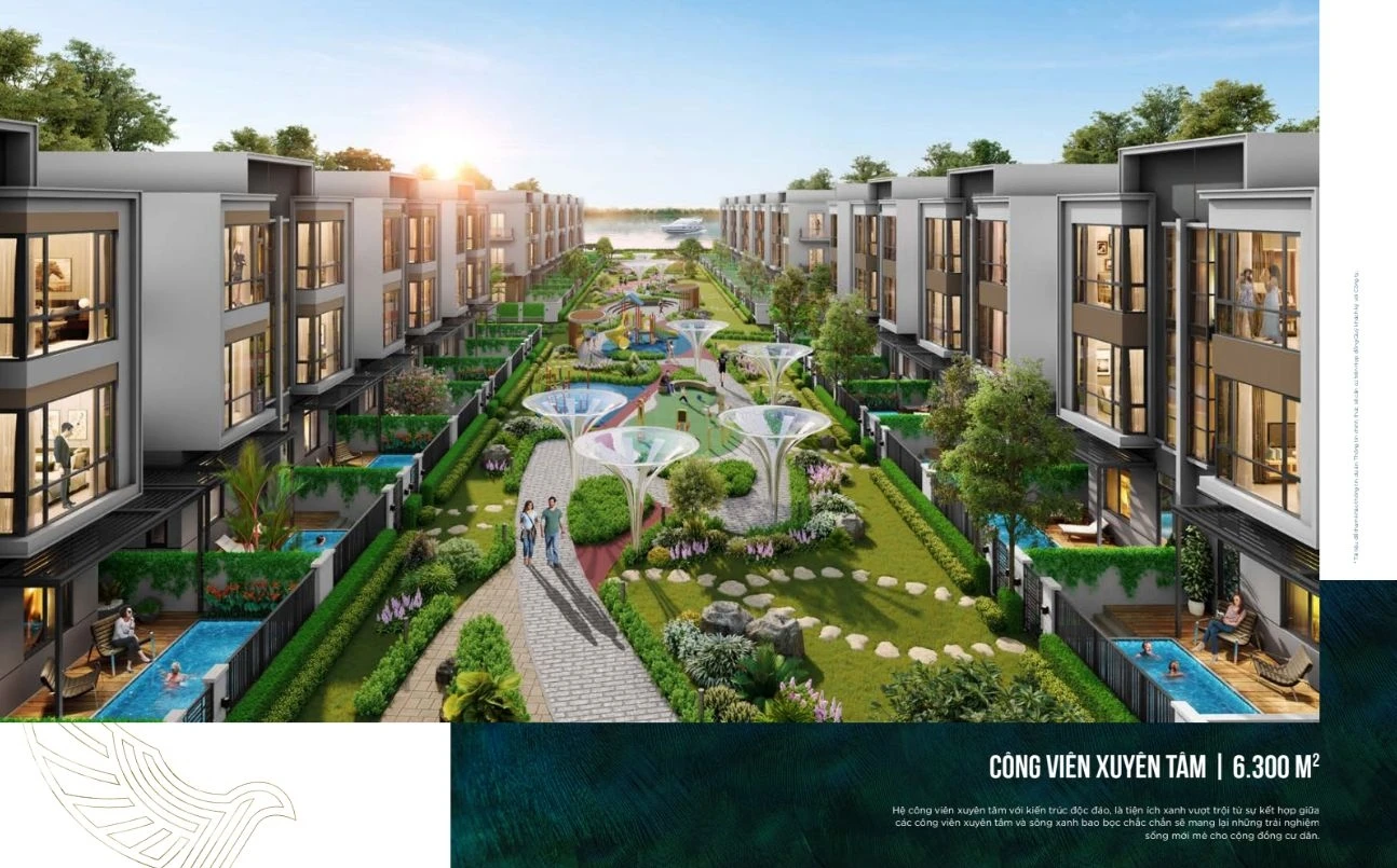 Trục công viên xuyên tâm kết nối các dãy nhà phố