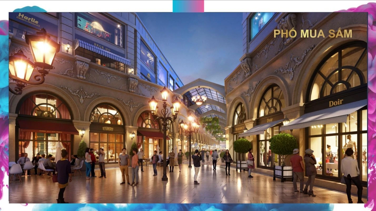 Không gian sầm uất tại tuyến phố mua sắm thương mại nội khu Aqua City