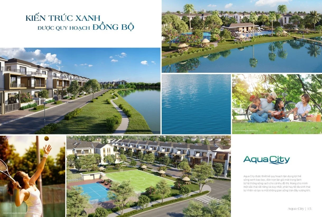 Mảng xanh và mặt nước được phân bổ hài hòa tại khu đô thị sinh thái Aqua City