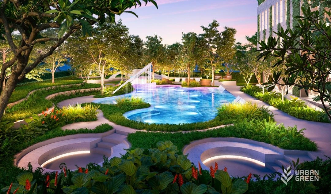 Hệ thống ánh sáng nghệ thuật tại hồ bơi sinh thái BioDesign dự án Urban Green