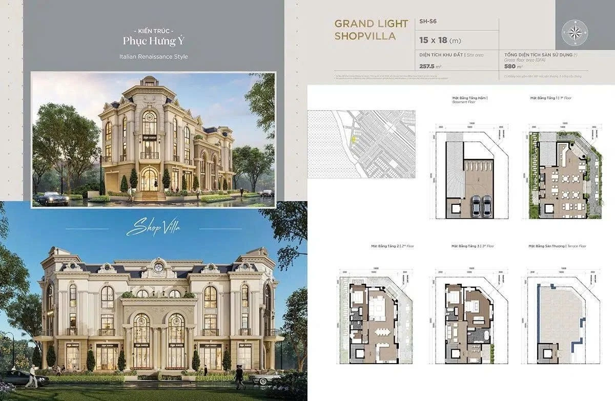 Thiết kế layout Shopvilla diện tích 15x18m dự án Aqua City